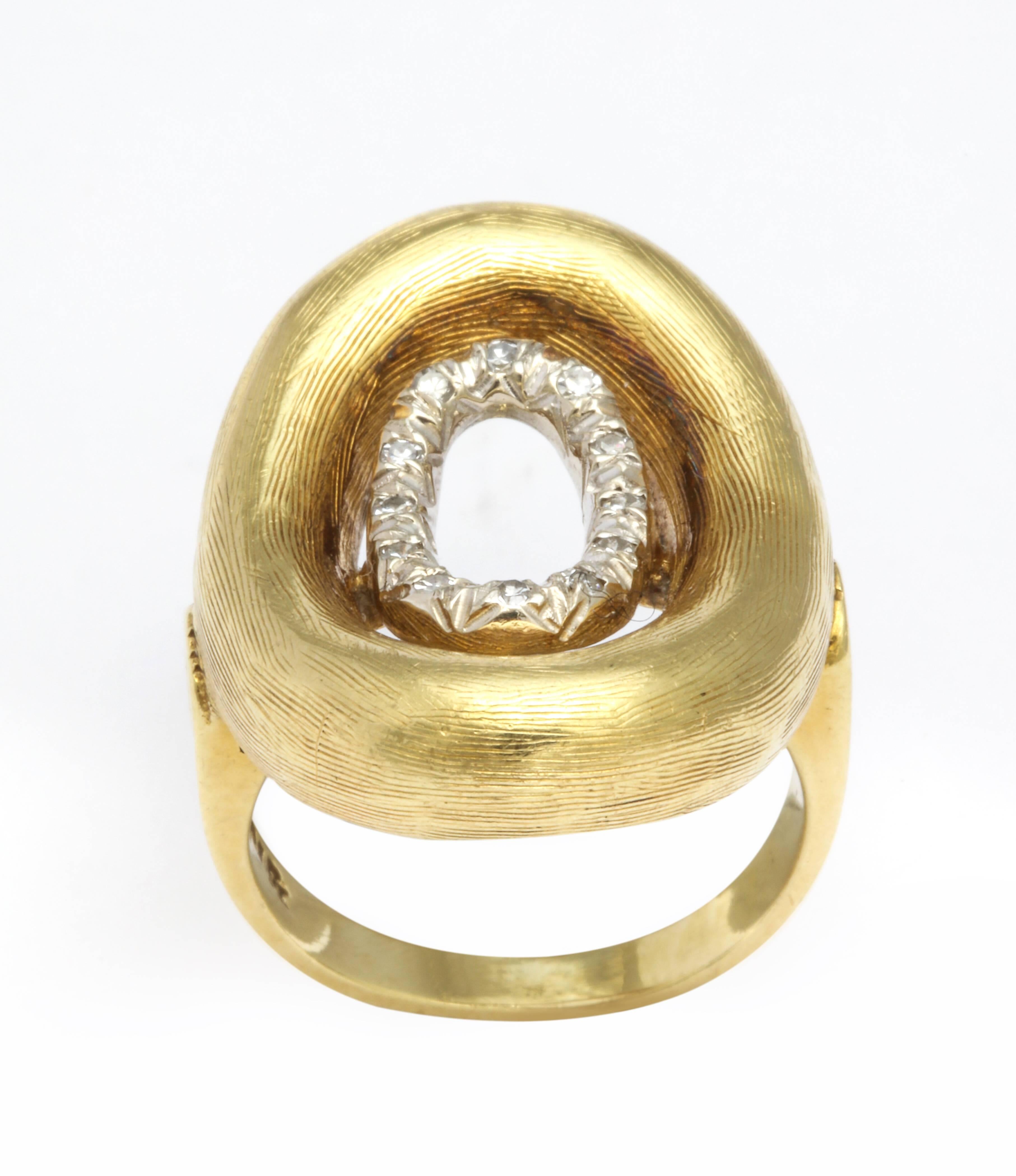 Women's Modernist Design Gold and Diamond Ring