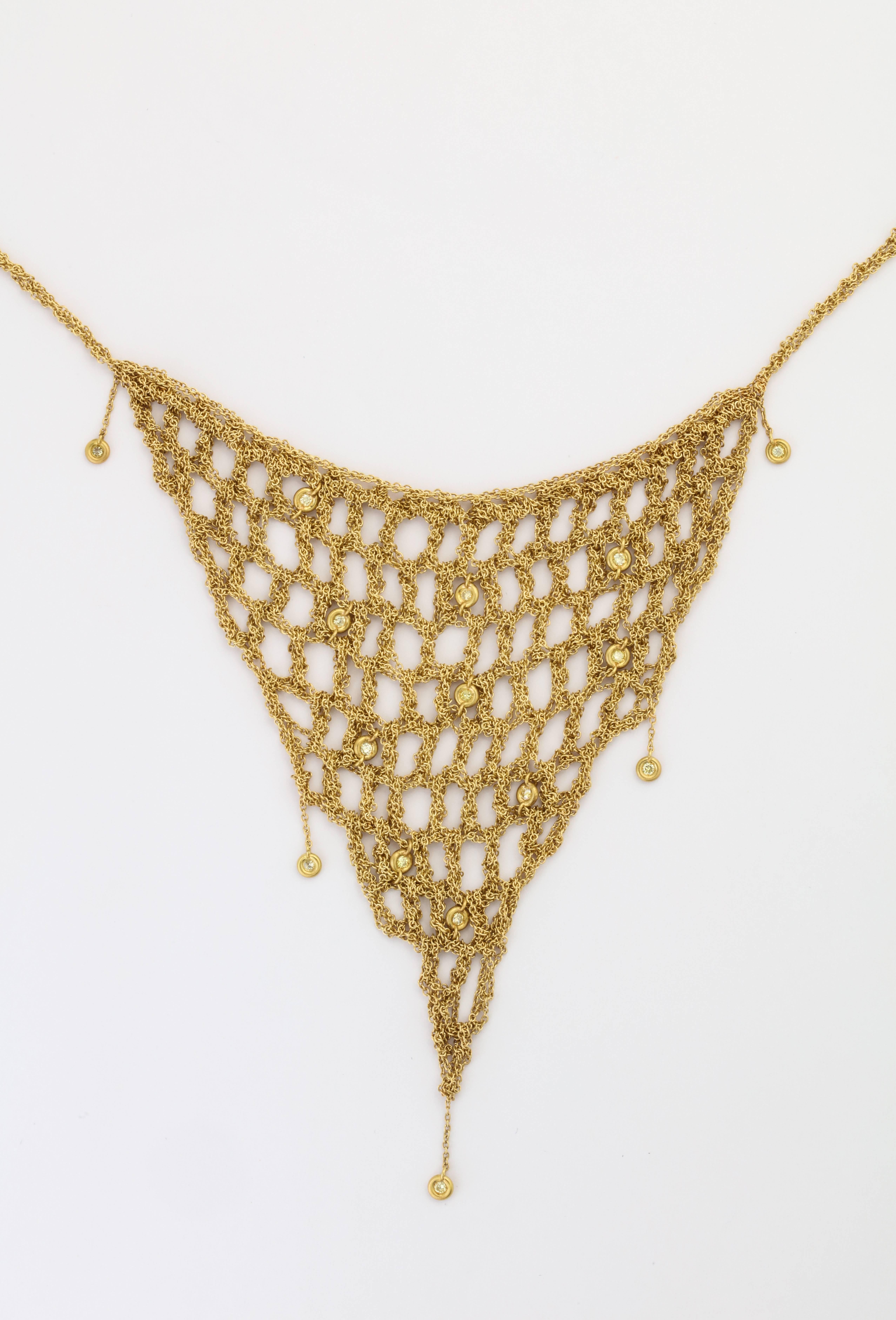H Stern Diamond and Gold Mesh Necklace 4