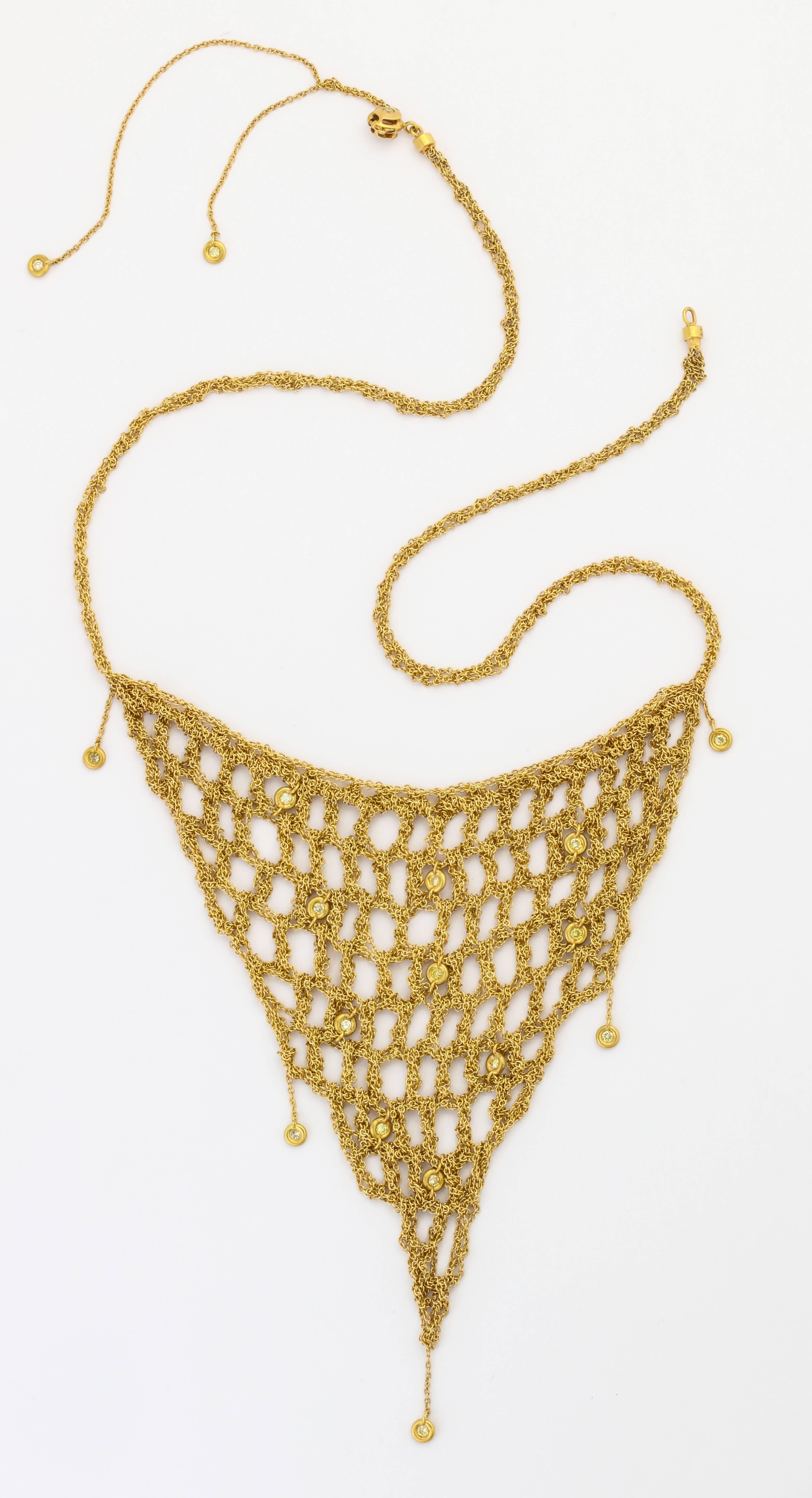 H Stern Diamond and Gold Mesh Necklace 2