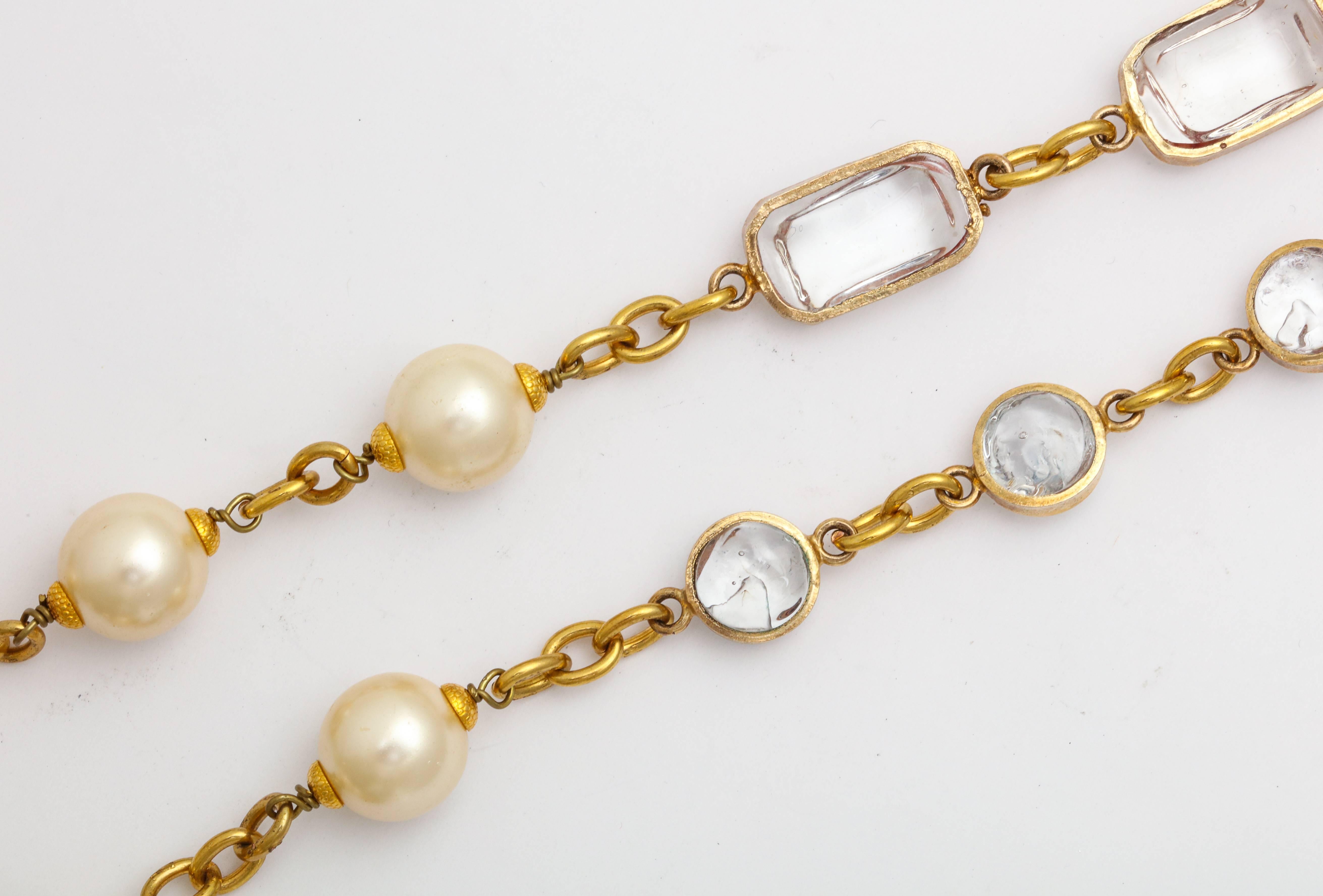 Chanel Pearl and Crystal Necklace  In Excellent Condition In New York, NY