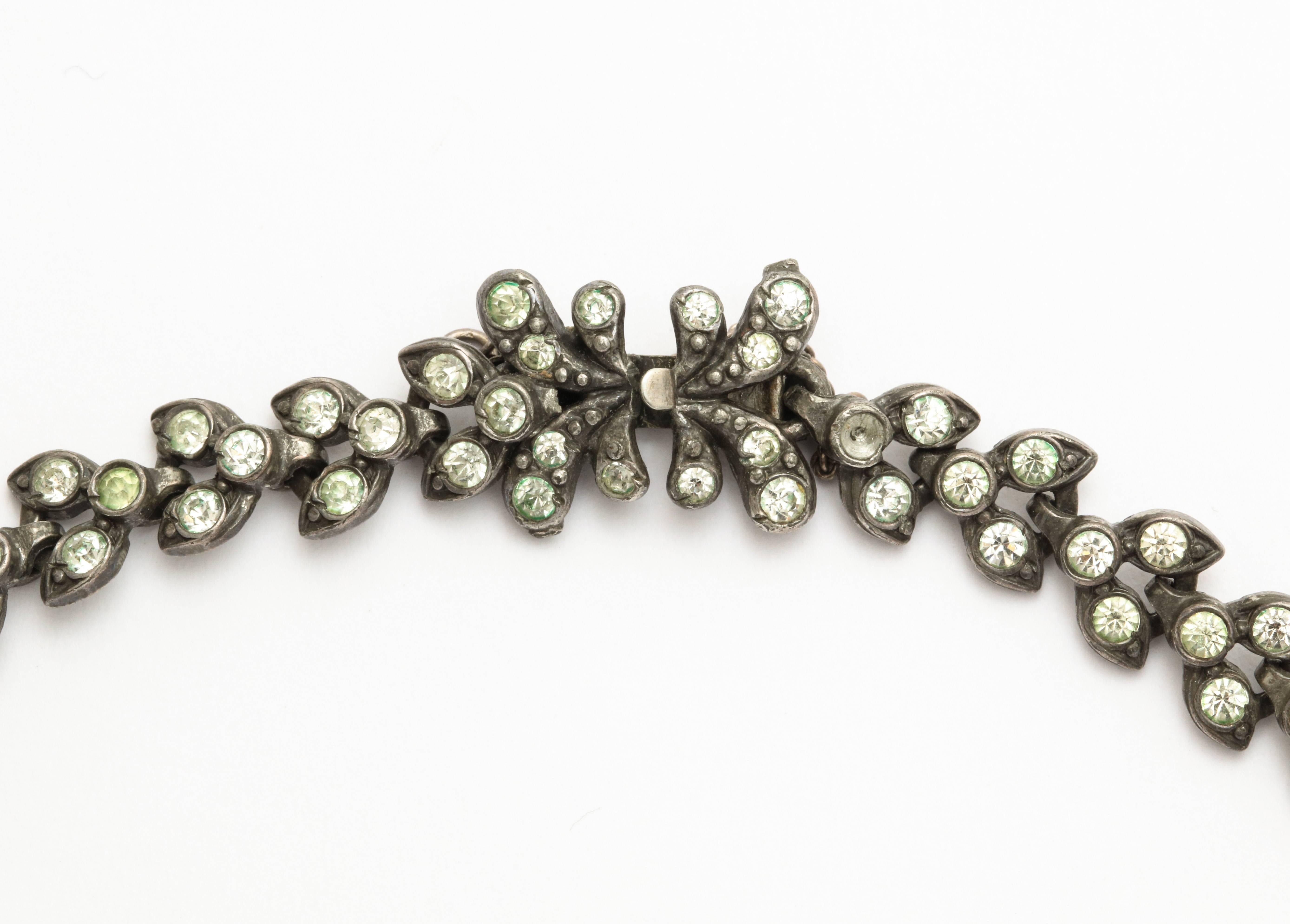 A wonderful antique paste necklace from France circa 1830s with stones set in silver
