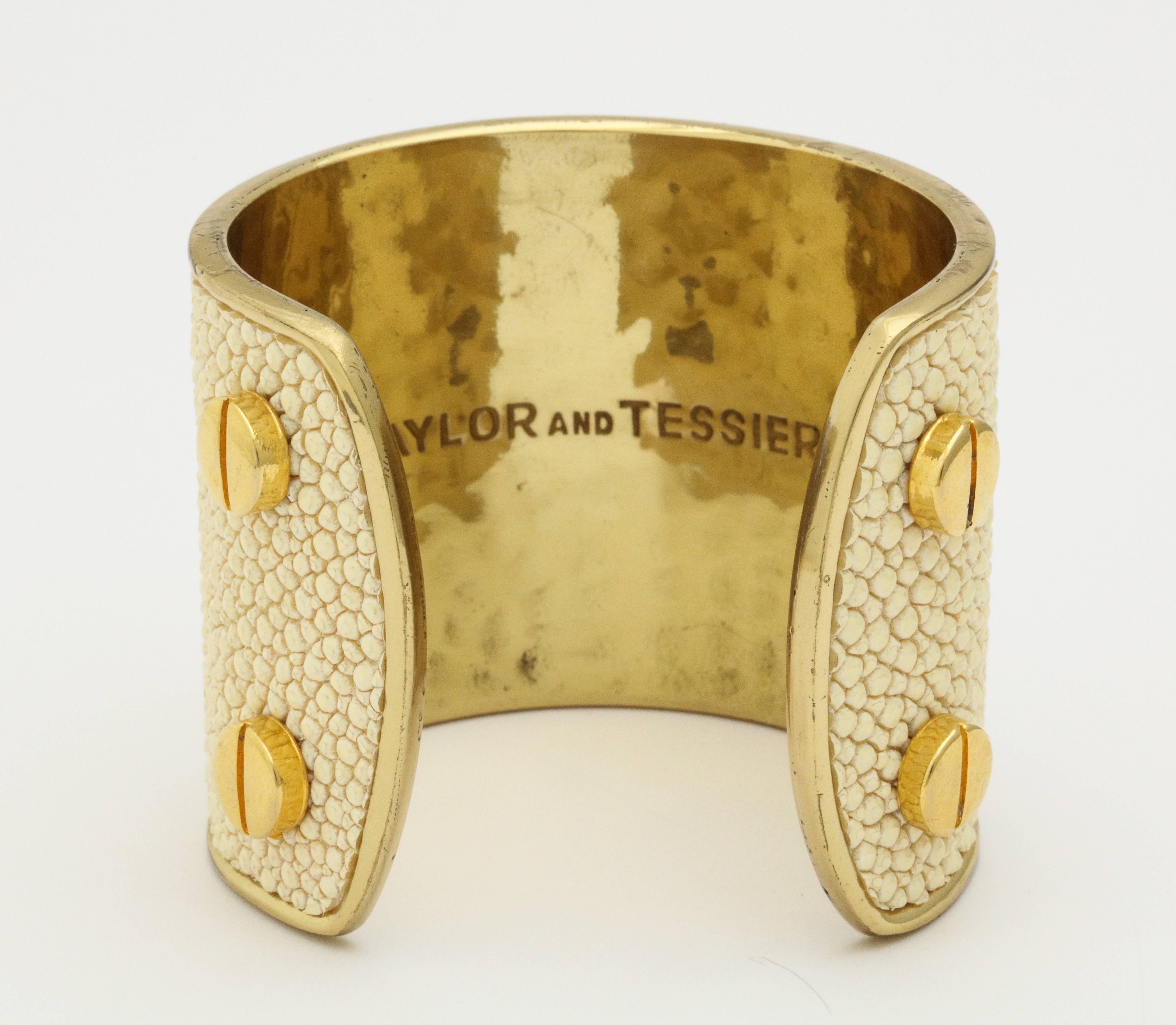 Modernist Taylor and Tessier Faux Shagreen Cuff 