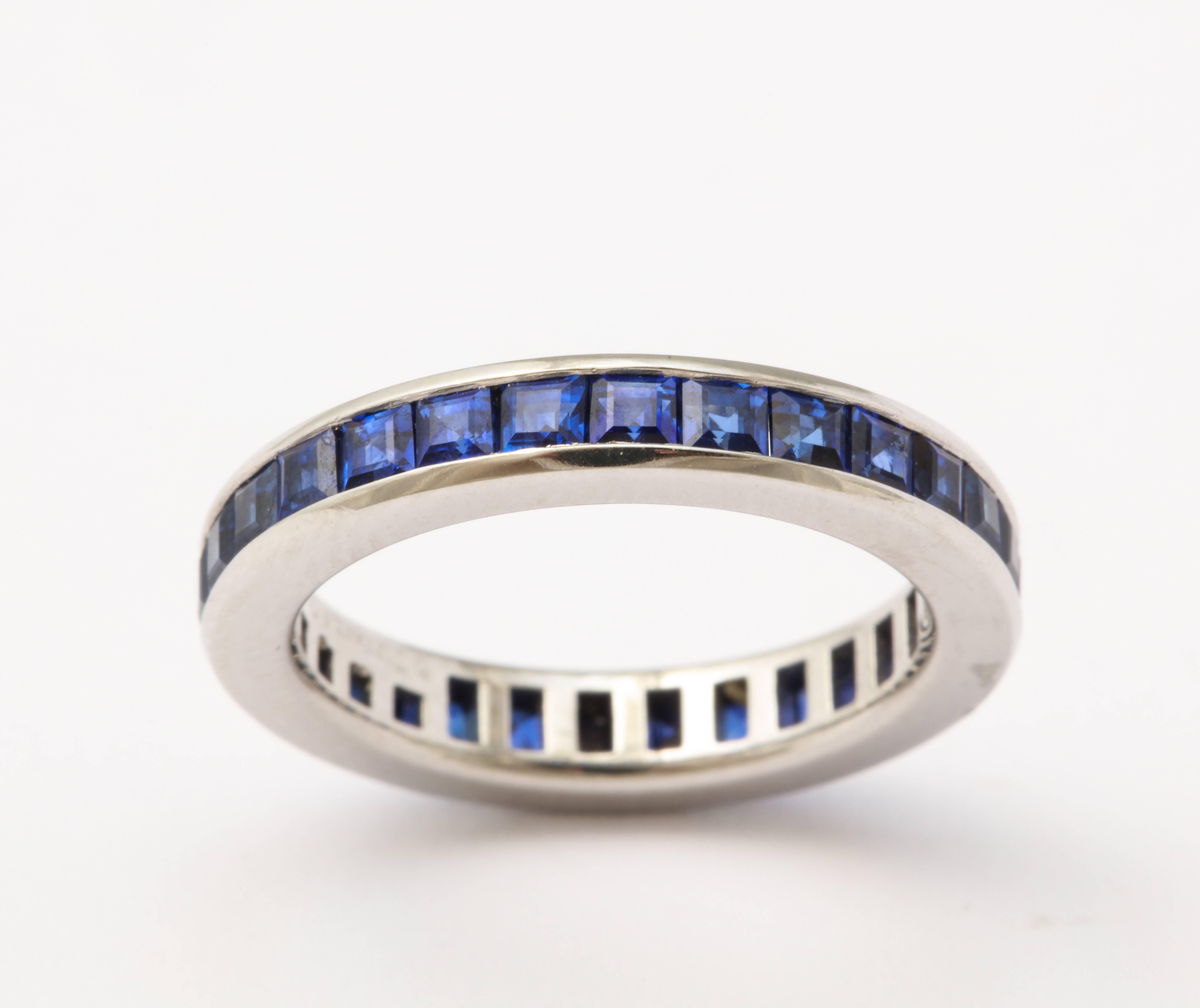 Art Deco Wedding Bands of Diamonds, Sapphires, Rubies and Emeralds Set in Platinum