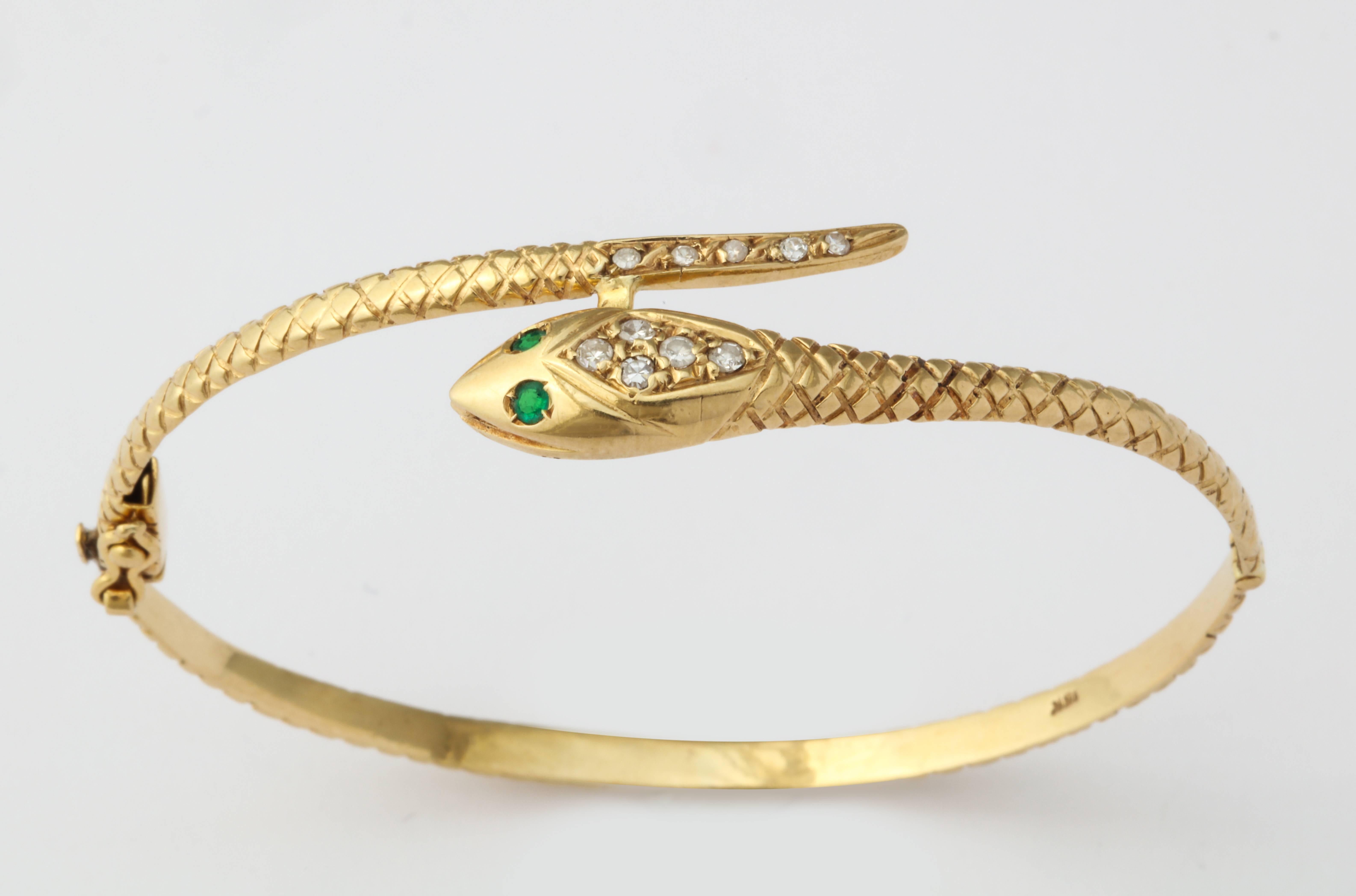 snake bracelet with emerald eyes