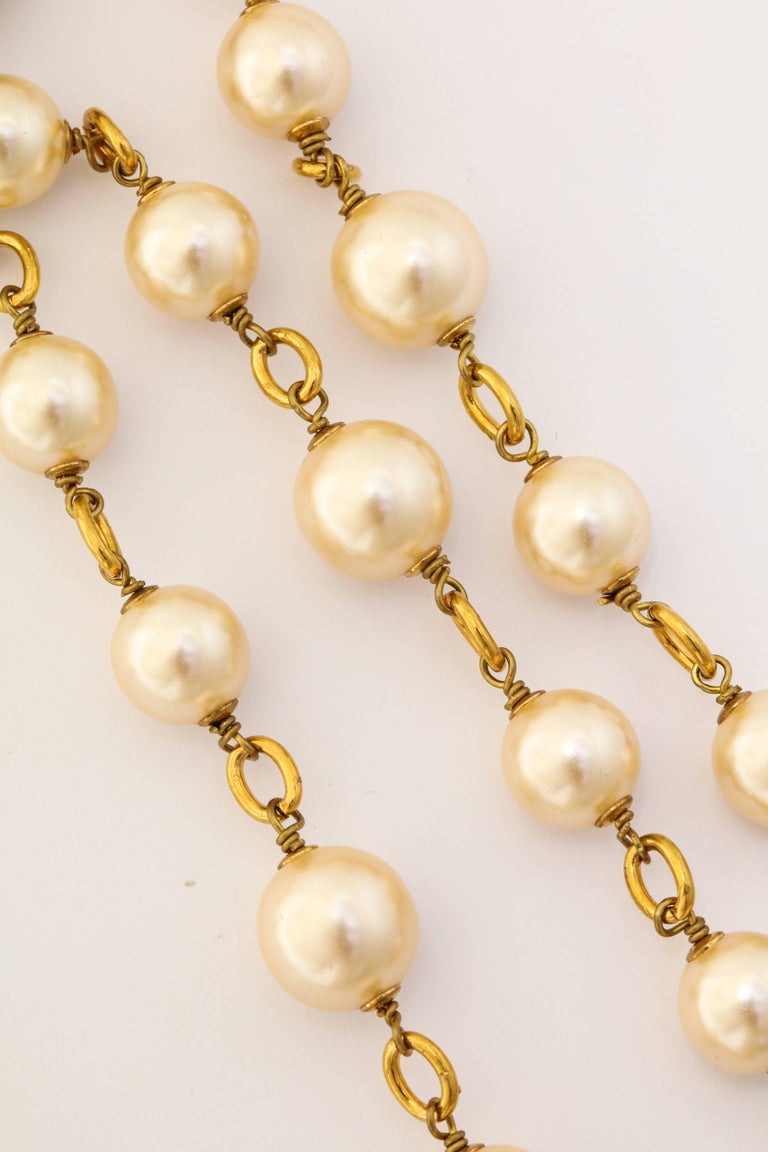 Long Chanel Faux Pearl and Glass Necklace at 1stDibs chanel faux pearls