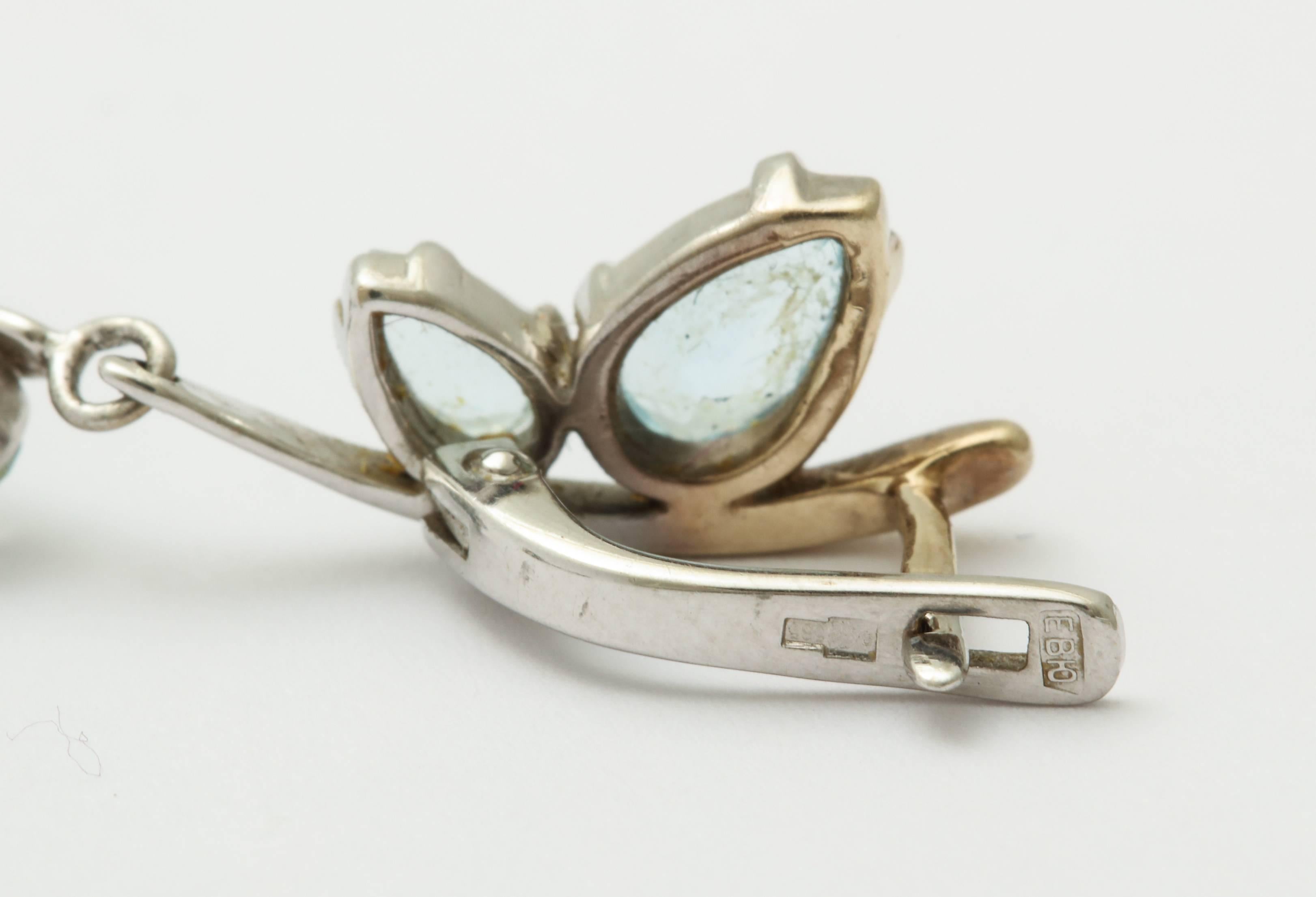 Aquamarine and White Gold Drop Earrings. 2
