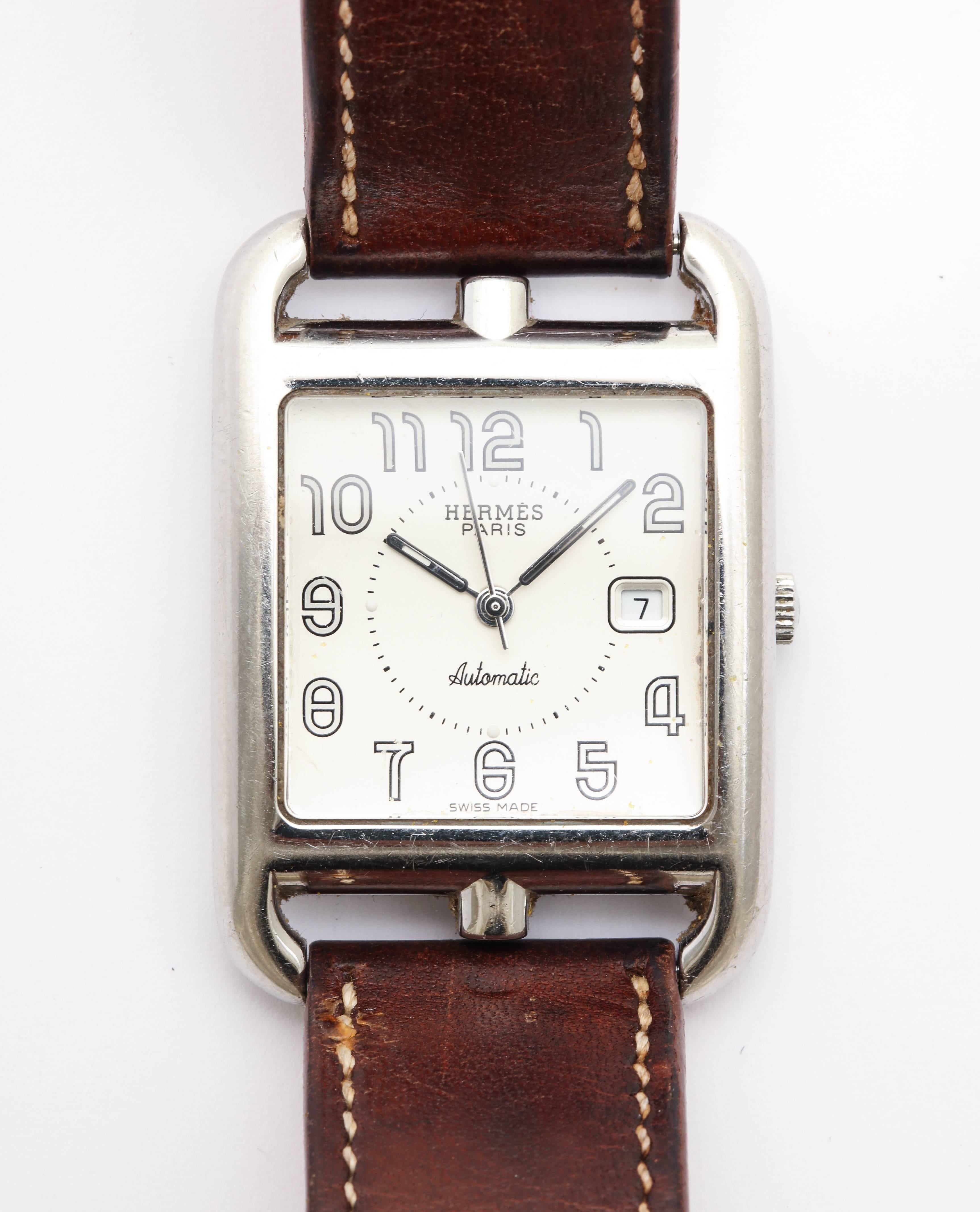 A great classic double strap 'cape cod' Hermes watch from the 1990s.
The automatic movement is  the highest quality of Hermes movements and more
desirable to own.