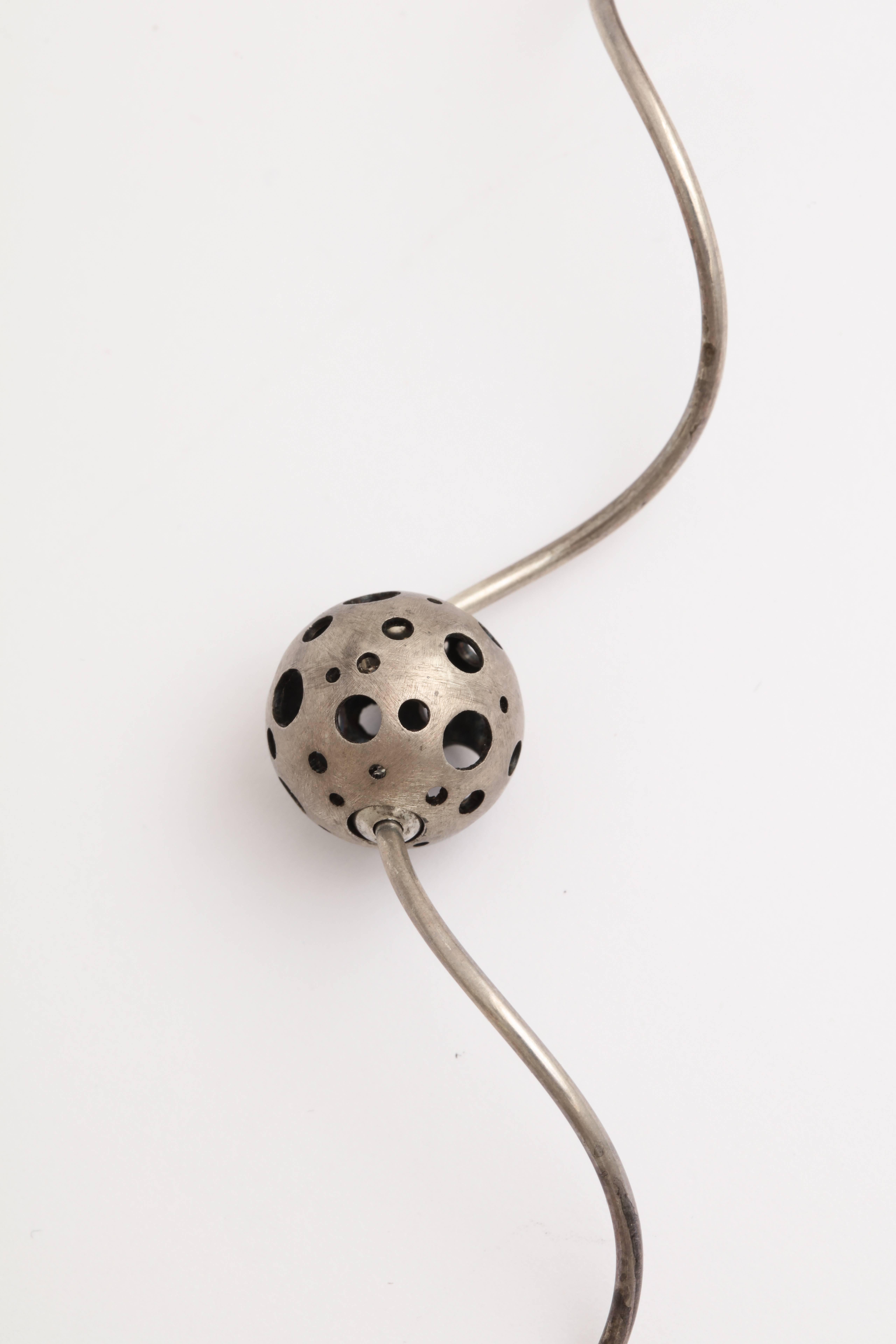 Women's Elizabeth Garvin Modernist Silver Necklace  For Sale