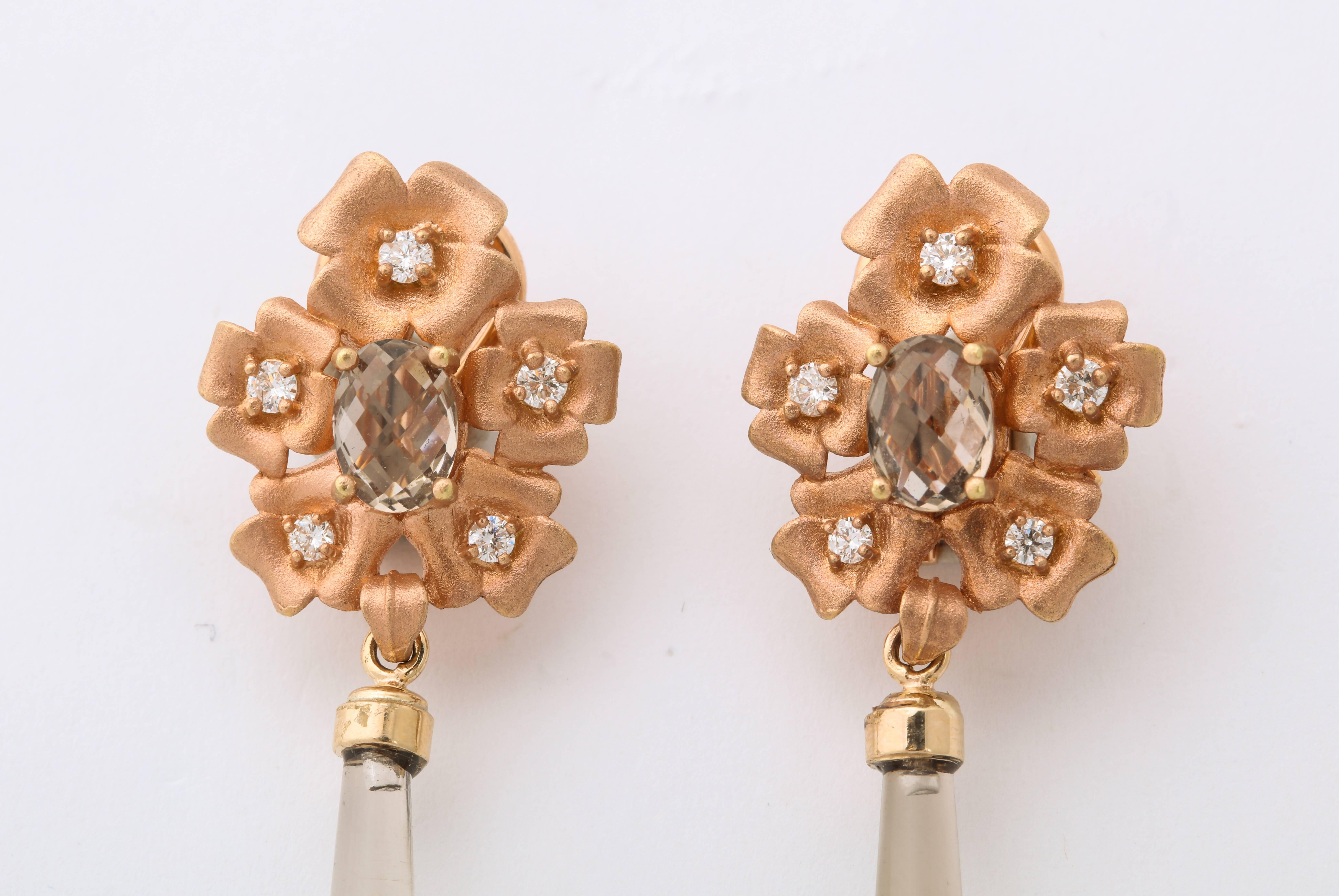 Twin Heart Gold and Diamond Earrings by Michael Gates  1