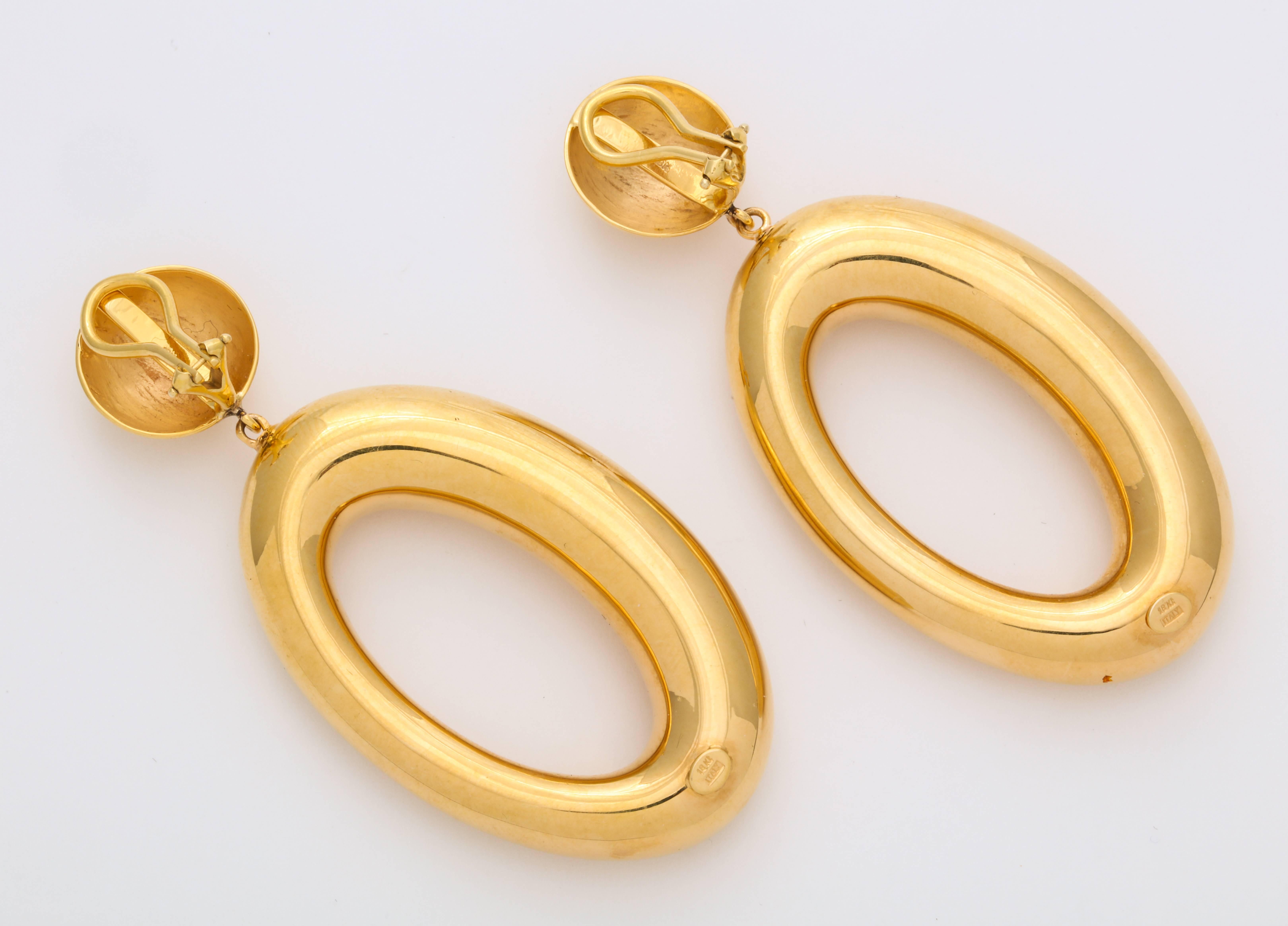 Modern Italian Gold Earrings with Asymmetric Hoops  