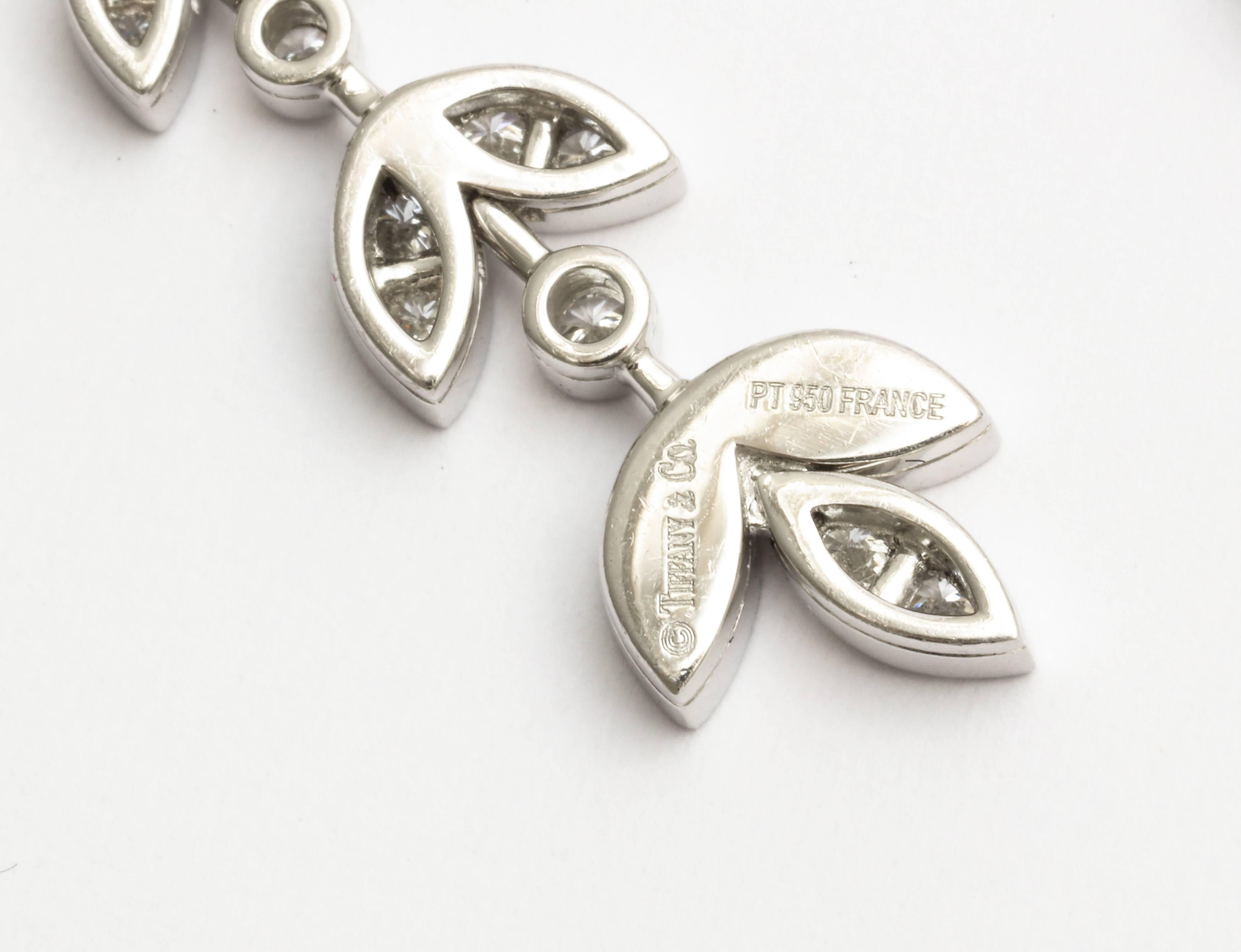 Tiffany and Company Platinum and Diamond Pendant Earrings  1