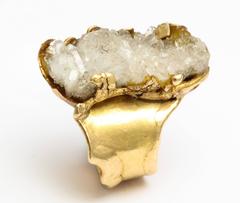 Roland Schad Brutalist Gold and Quartz Ring