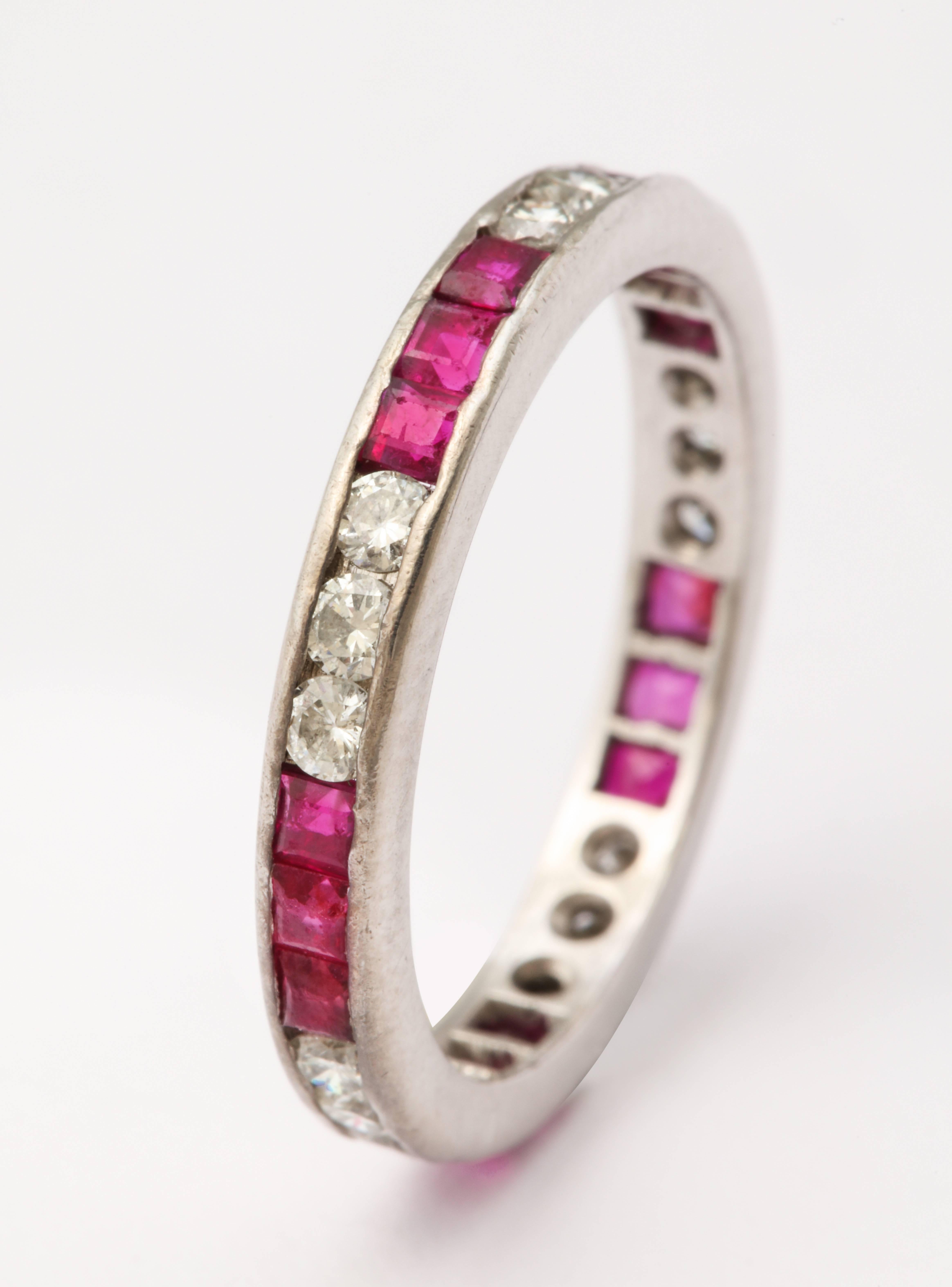 Wedding Bands of Diamonds, Sapphires, Rubies and Emeralds Set in Platinum 5