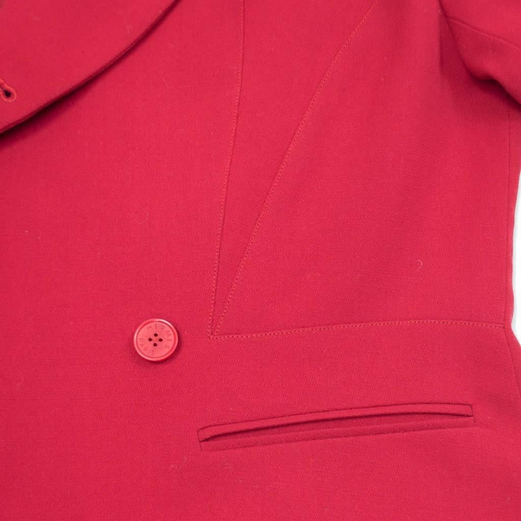 Hermes Red Wool Crepe Jacket, 1980s  For Sale 4