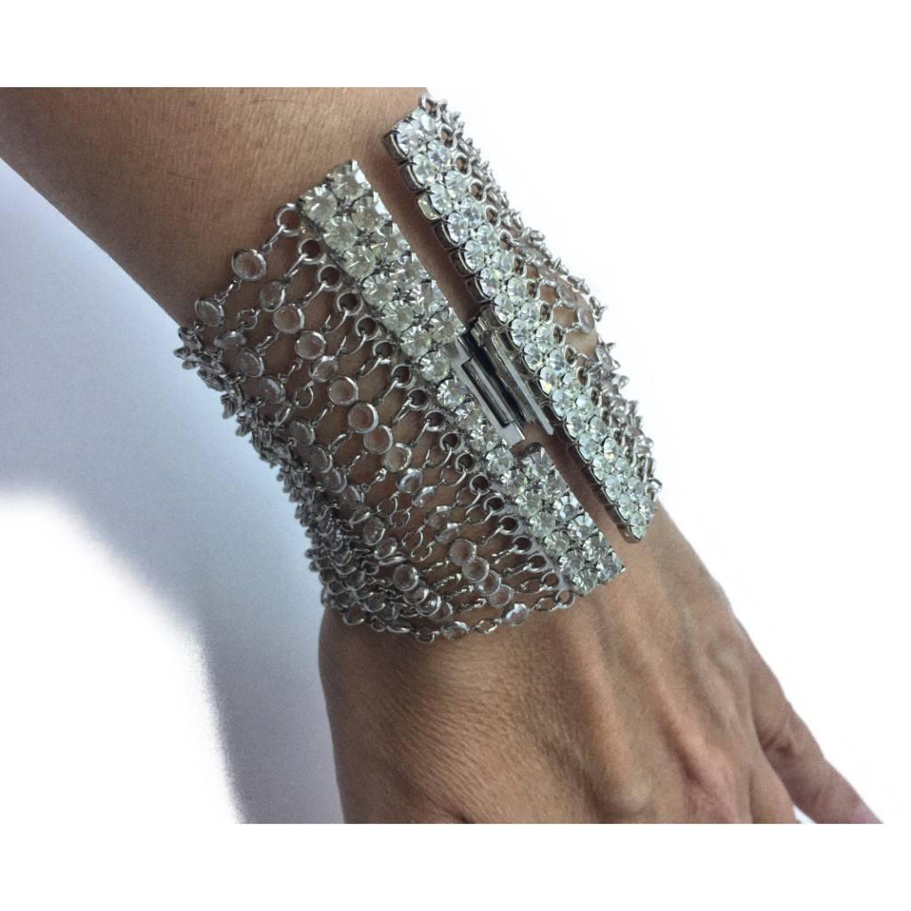 Late 1990s  Butler & Wilson Crystal  18 Strand Silver Colour Cuff  Bracelet  For Sale 2