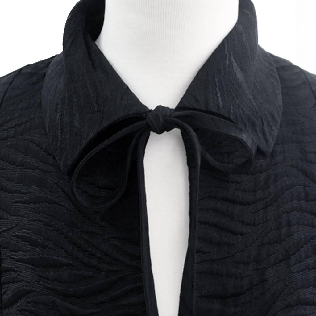 Women's or Men's 1960's Harrods Black Silk Rayon Cloque' Opera Cloak, Floor Length  For Sale