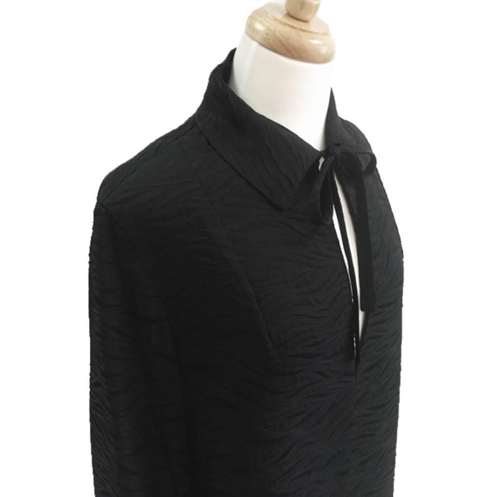 1960's Harrods Black Silk Rayon Cloque' Opera Cloak, Floor Length  For Sale 1
