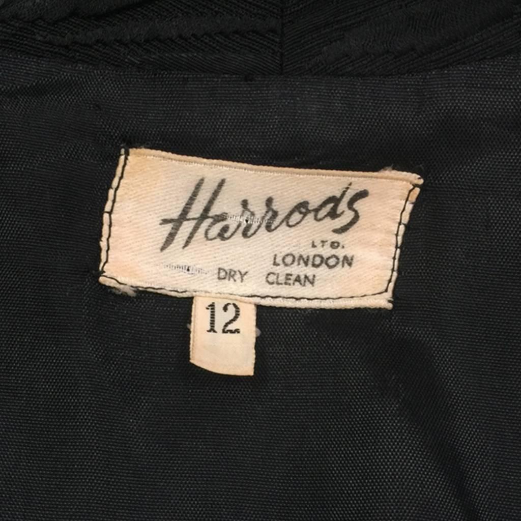 1960's Harrods Black Silk Rayon Cloque' Opera Cloak, Floor Length  For Sale 3