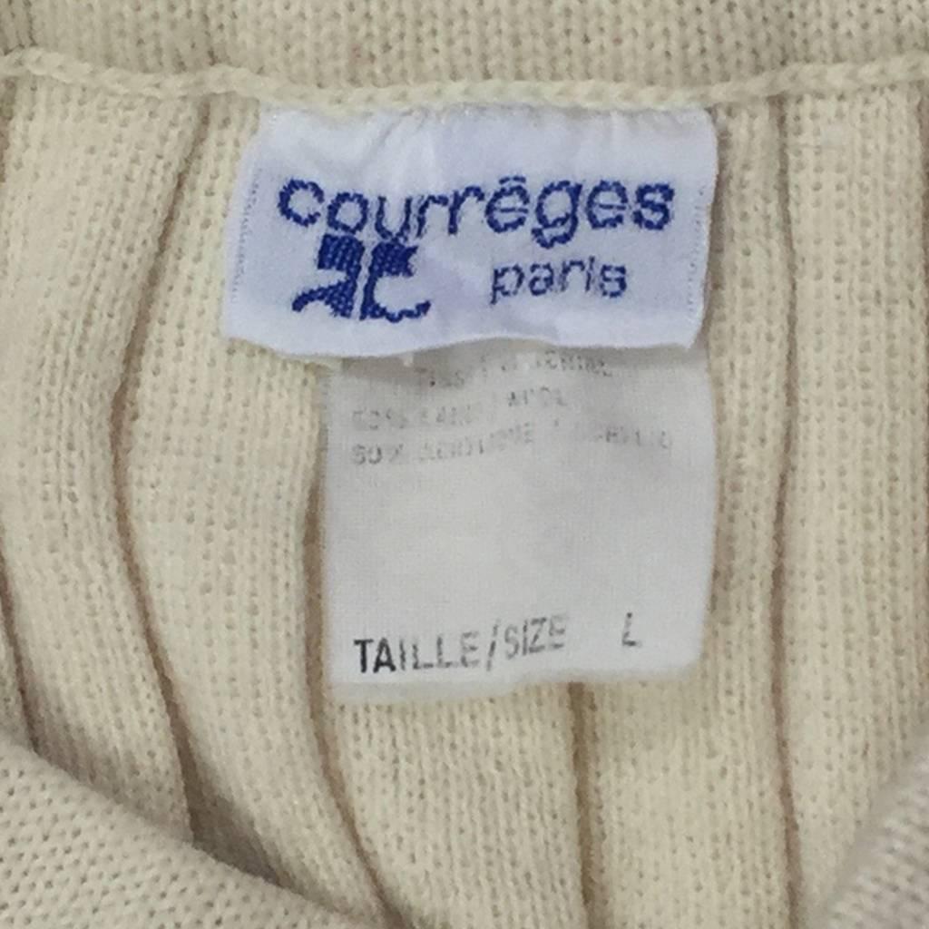 Women's Courreges Wool Acrylic Cream Pleated Knitted Skirt, 1980s   For Sale