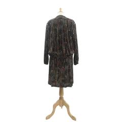 Missoni Silk Jersey Printed Black Cream and Multicolour Dress and Jacket, 1970s