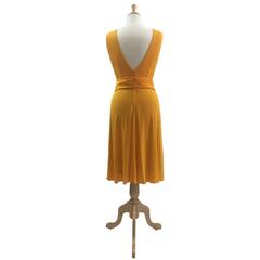 1970s Sunflower Yellow  Jersey Polyester Italian  Dress
