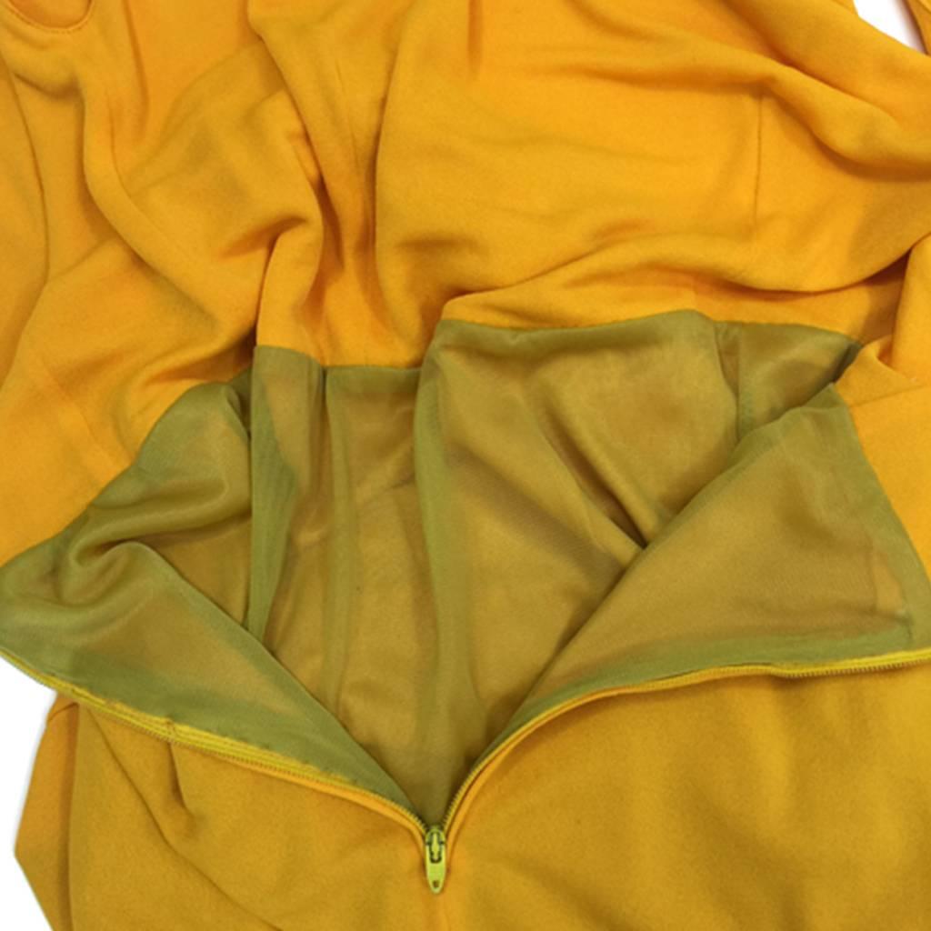 Women's 1970s Sunflower Yellow  Jersey Polyester Italian  Dress  For Sale
