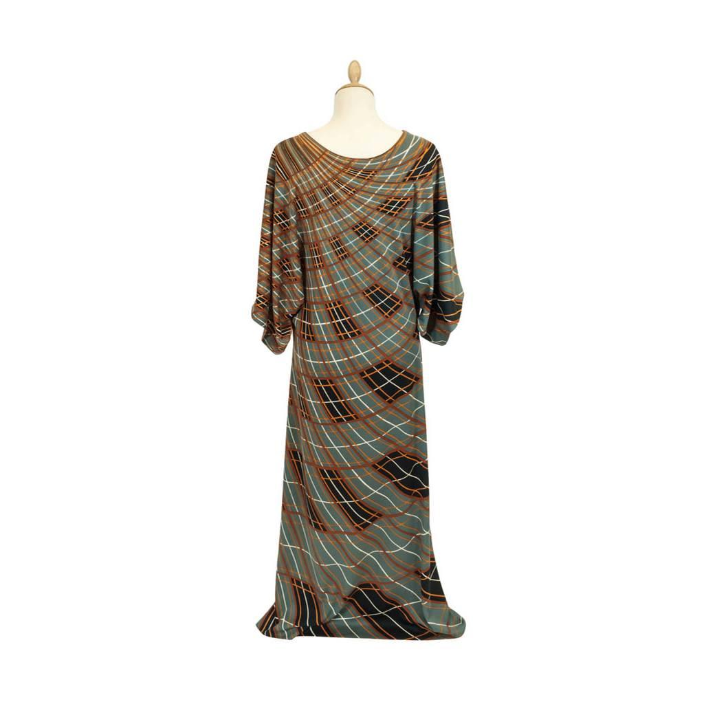 Roberta Di Camerino Grey Brown Black Jersey Polyester Maxi Dress, 1970s  In New Condition For Sale In London, GB