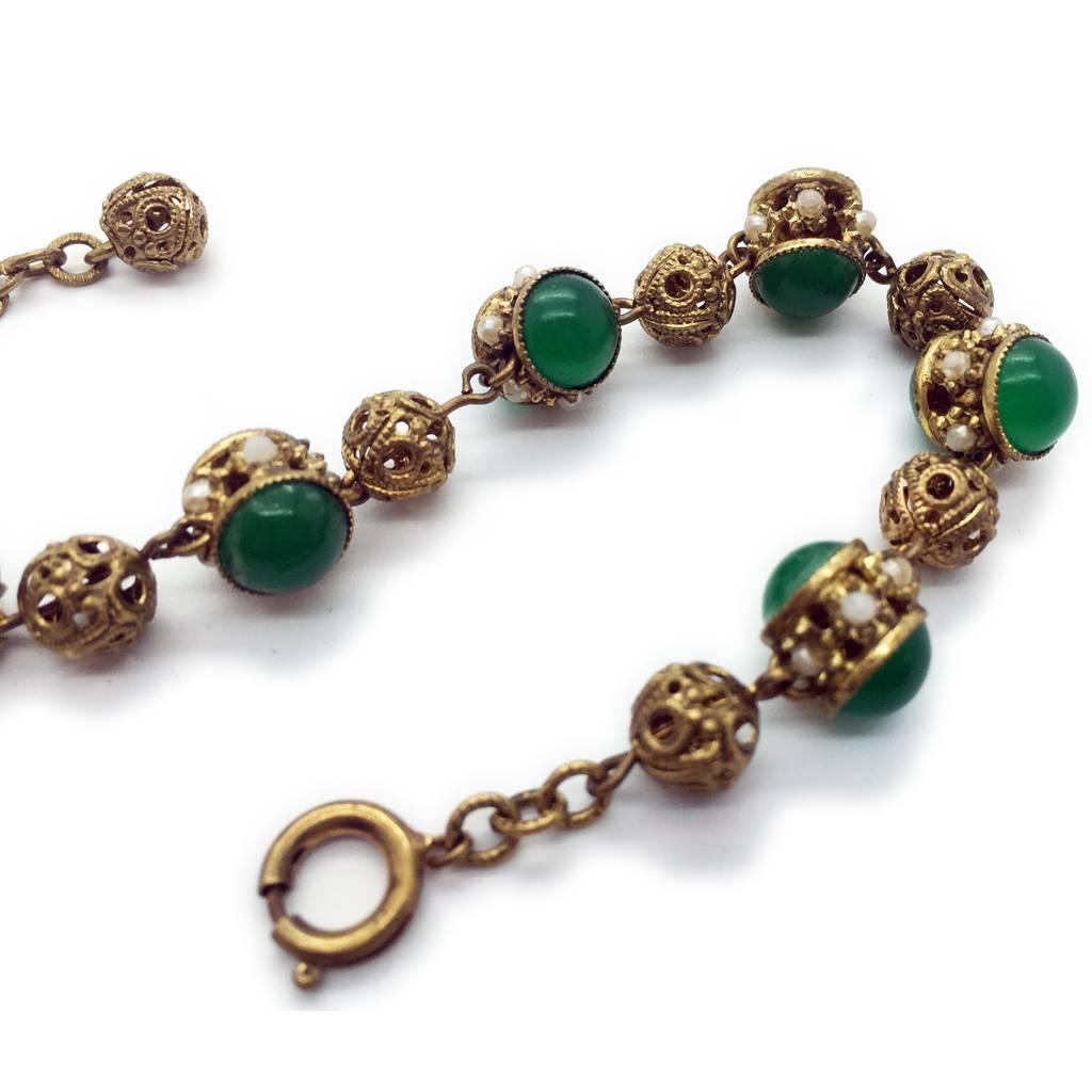 Women's Glass Beads  and Seed Pearl Bracelet, 1930s  For Sale