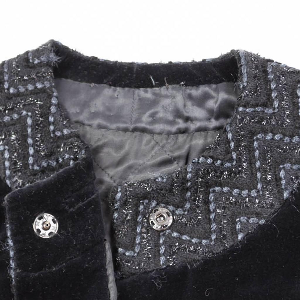 Bespoke Italian Black  Velvet Evening Coat with Lurex Chenille Embroidery, 1960s For Sale 2