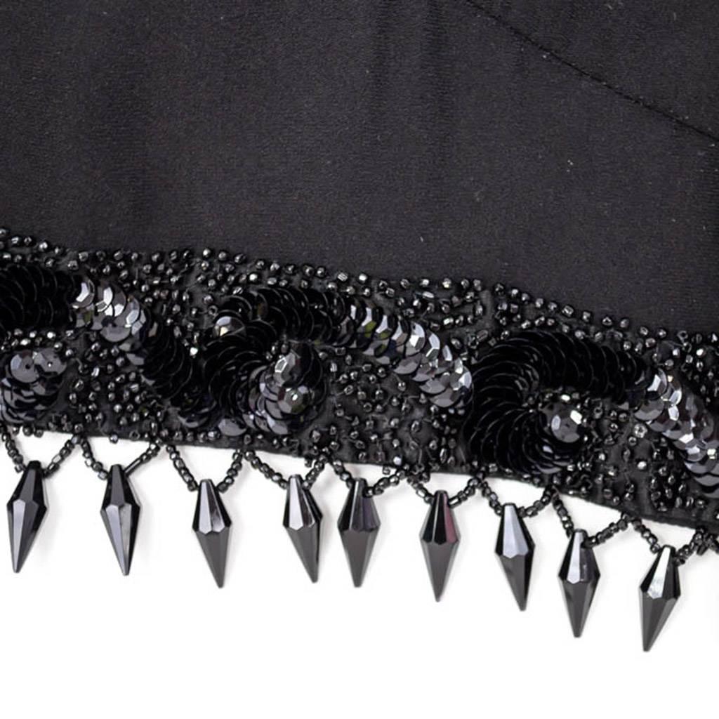 1960’s  Bespoke Black Silk Crepe Crop Top Embroidered with Sequins & Beads  For Sale 3