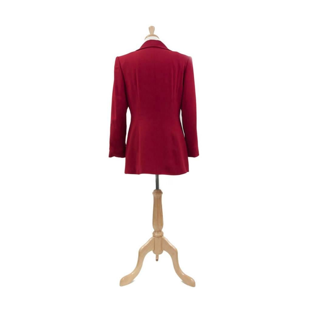 Hermes Red Wool Crepe Jacket, 1980s  For Sale 2