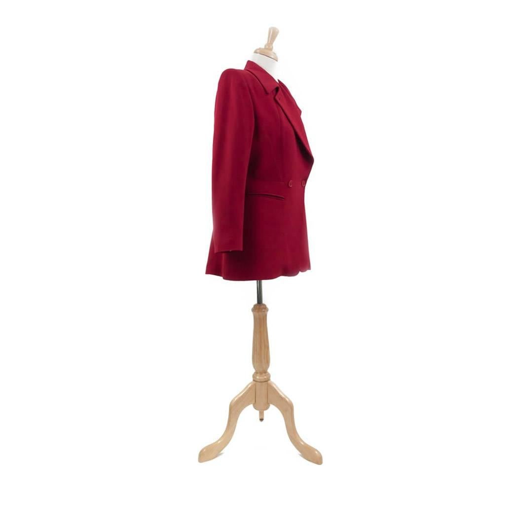 Hermes Red Wool Crepe Jacket, 1980s  In Excellent Condition For Sale In London, GB