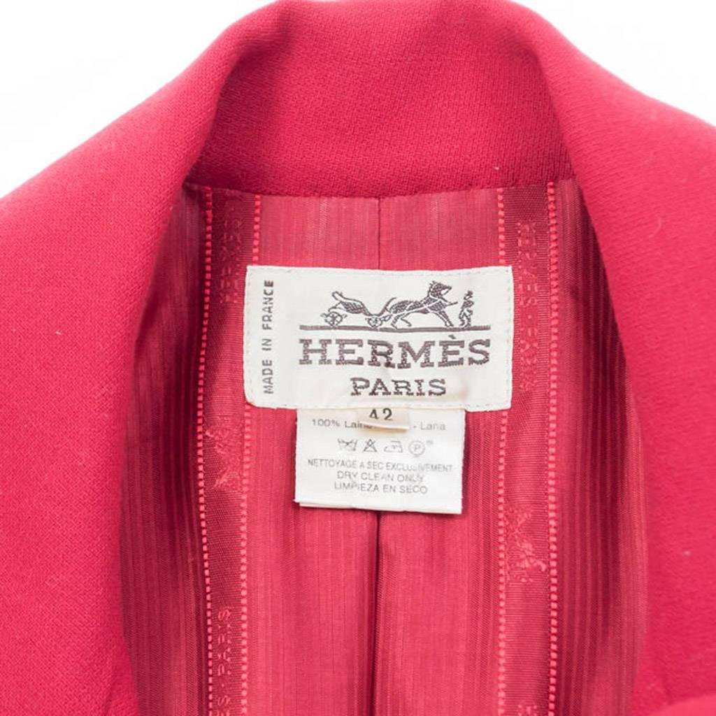 Hermes Red Wool Crepe Jacket, 1980s  For Sale 3