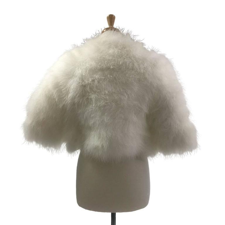 3/4 Sleeve Marabou Feather Bolero Jacket in Grey