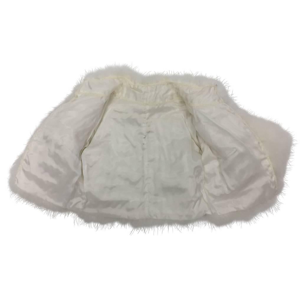 1970s Bespoke Italian  White Marabou Feather Bolero Jacket In Excellent Condition In London, GB