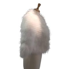 1970s Bespoke Italian  White Marabou Feather Bolero Jacket