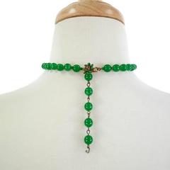 Miriam Haskell signed Green Glass Bead Necklace, 1940s
