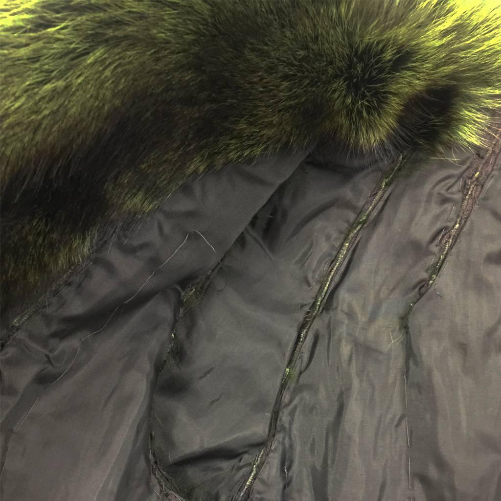 1970s Maxwell Crof Bespoke Après Ski Green Dyed Raccoon Fur Jacket For Sale 3