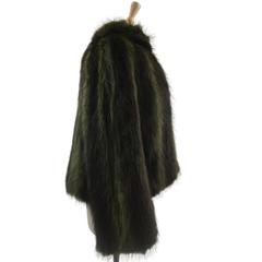 1970s Maxwell Crof Bespoke Après Ski Green Dyed Raccoon Fur Jacket