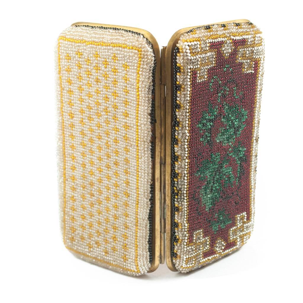 This unique and classy micro beaded Victorian cigar holder is in good condition – please note some of the tiny black beads are missing on the corners and a few missing at the back - could also be used as a business cards holder – great fun! The