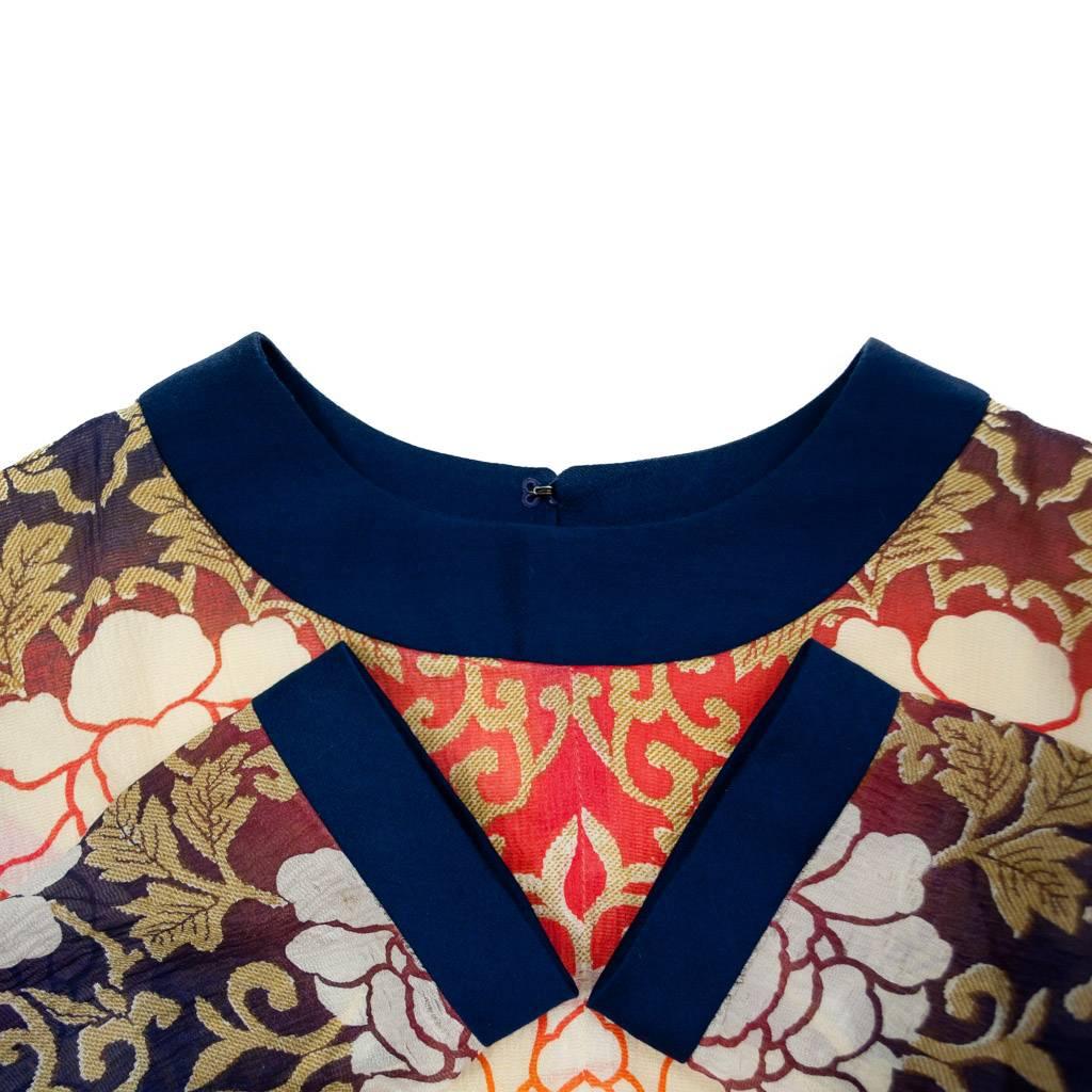 1960s Carl Schroder London  Banded Colours  Silk Mouseline Mini Dress 1