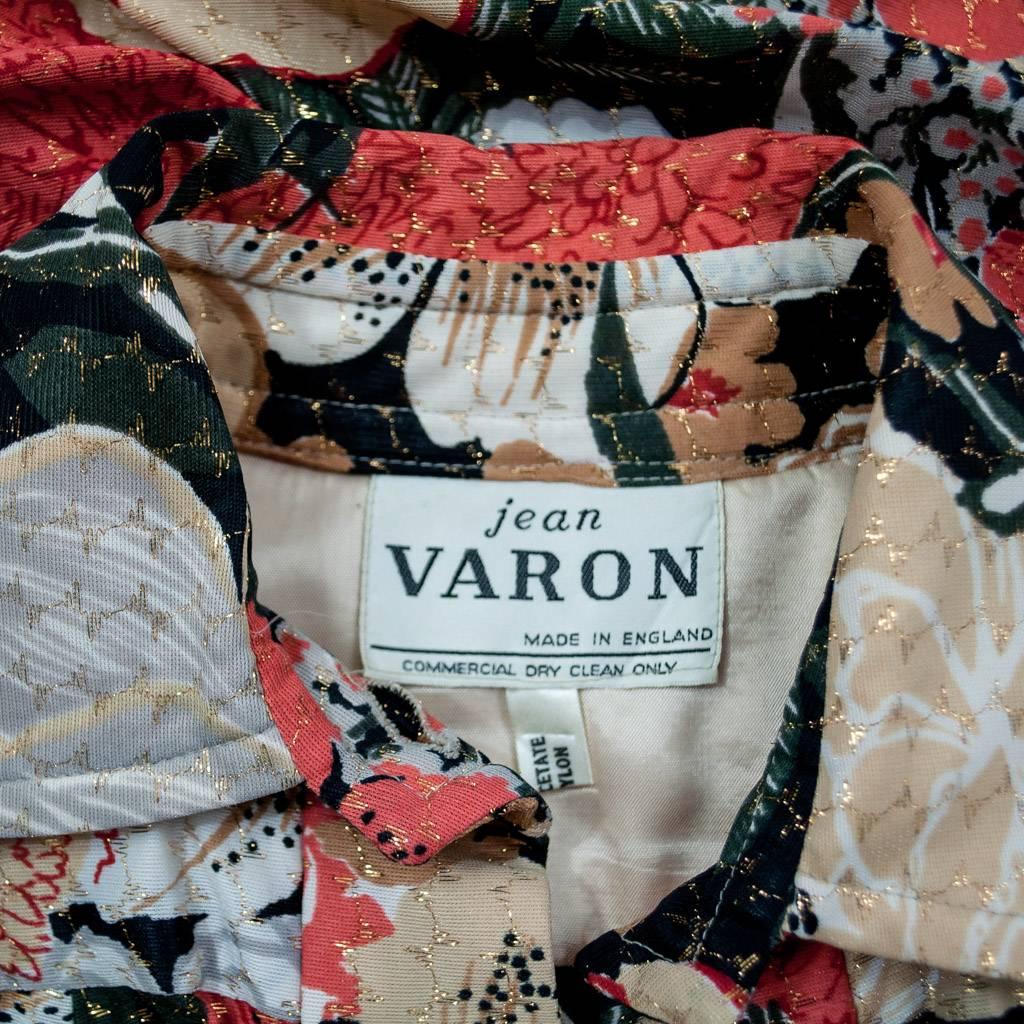 Women's 1970s Jean Varon Wallpaper Floral Print Jersey Polyester & Lure Maxi Shirt Dress For Sale