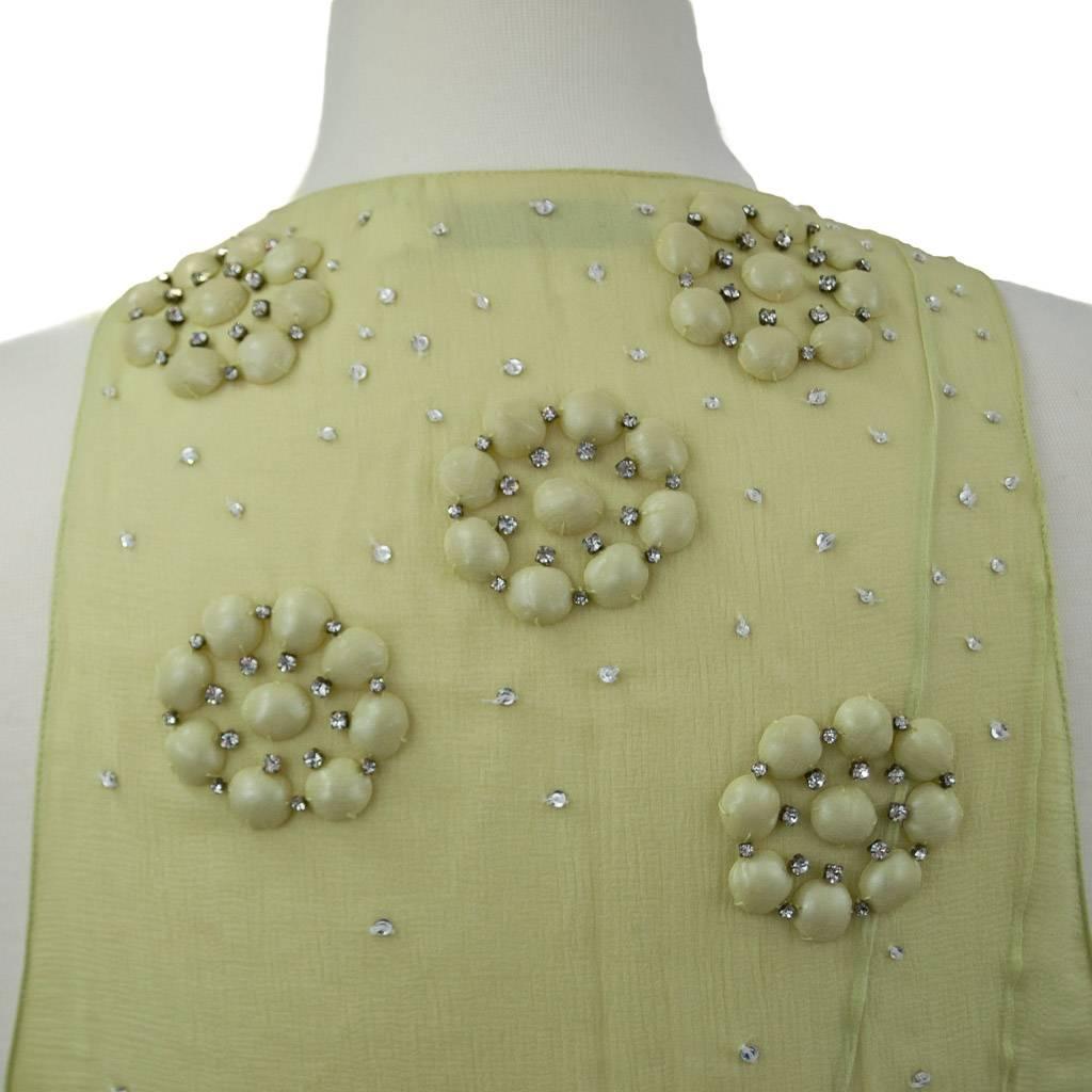 2007 Christian Dior Boutique Candy Lime Silk Chiffon Cocktail Dress In Excellent Condition For Sale In London, GB