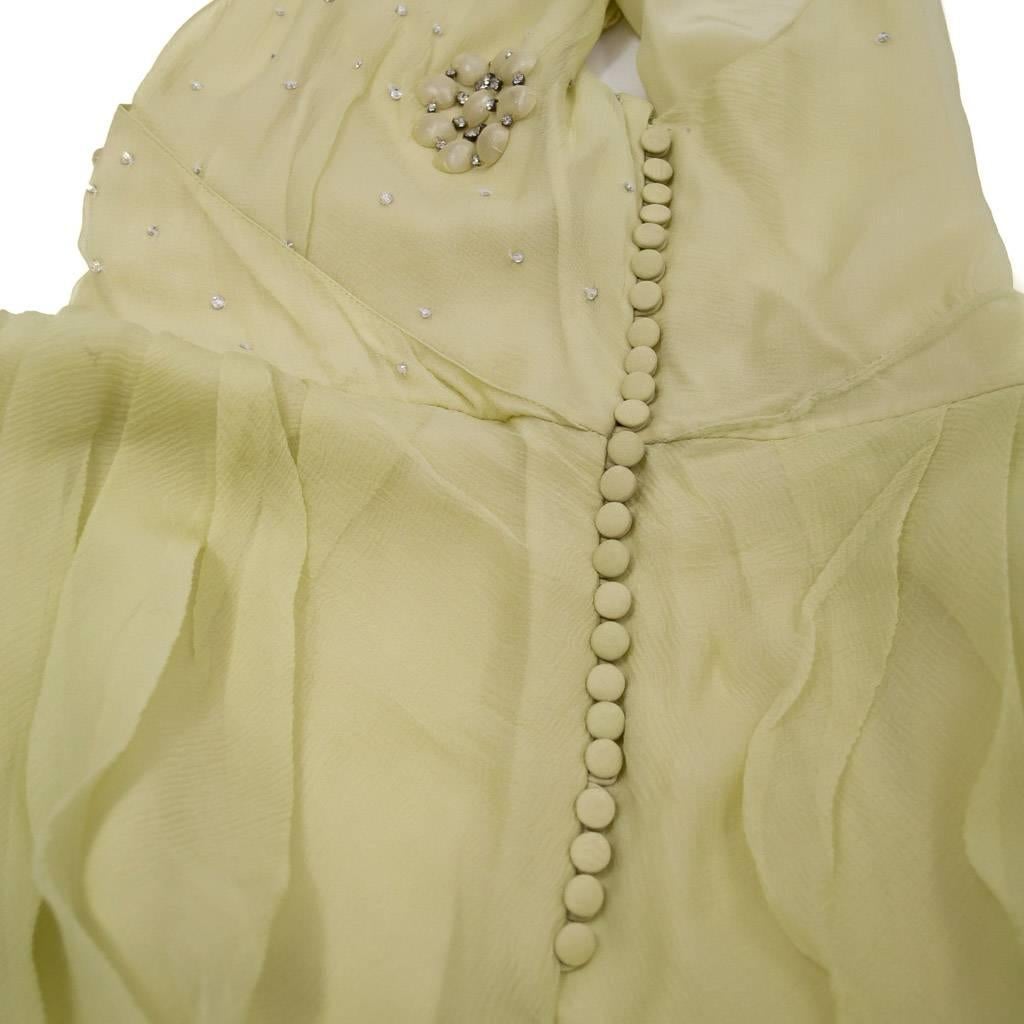 2007 Christian Dior Boutique Candy Lime Silk Chiffon Cocktail Dress For Sale 4