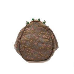 Silk Brocade and Green Jade Colour Glass Beads Jeweled Frame Evening Bag, 1930s