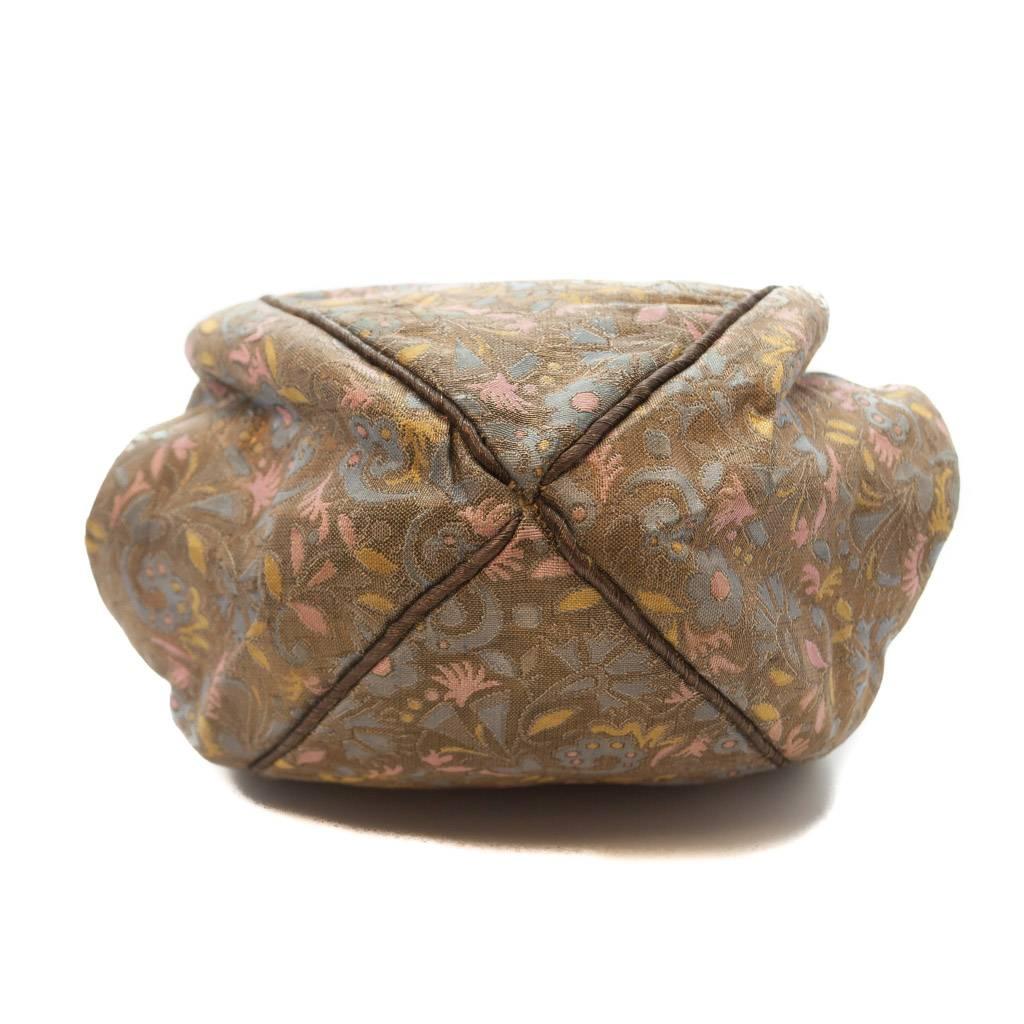 Silk Brocade and Green Jade Colour Glass Beads Jeweled Frame Evening Bag, 1930s For Sale 2