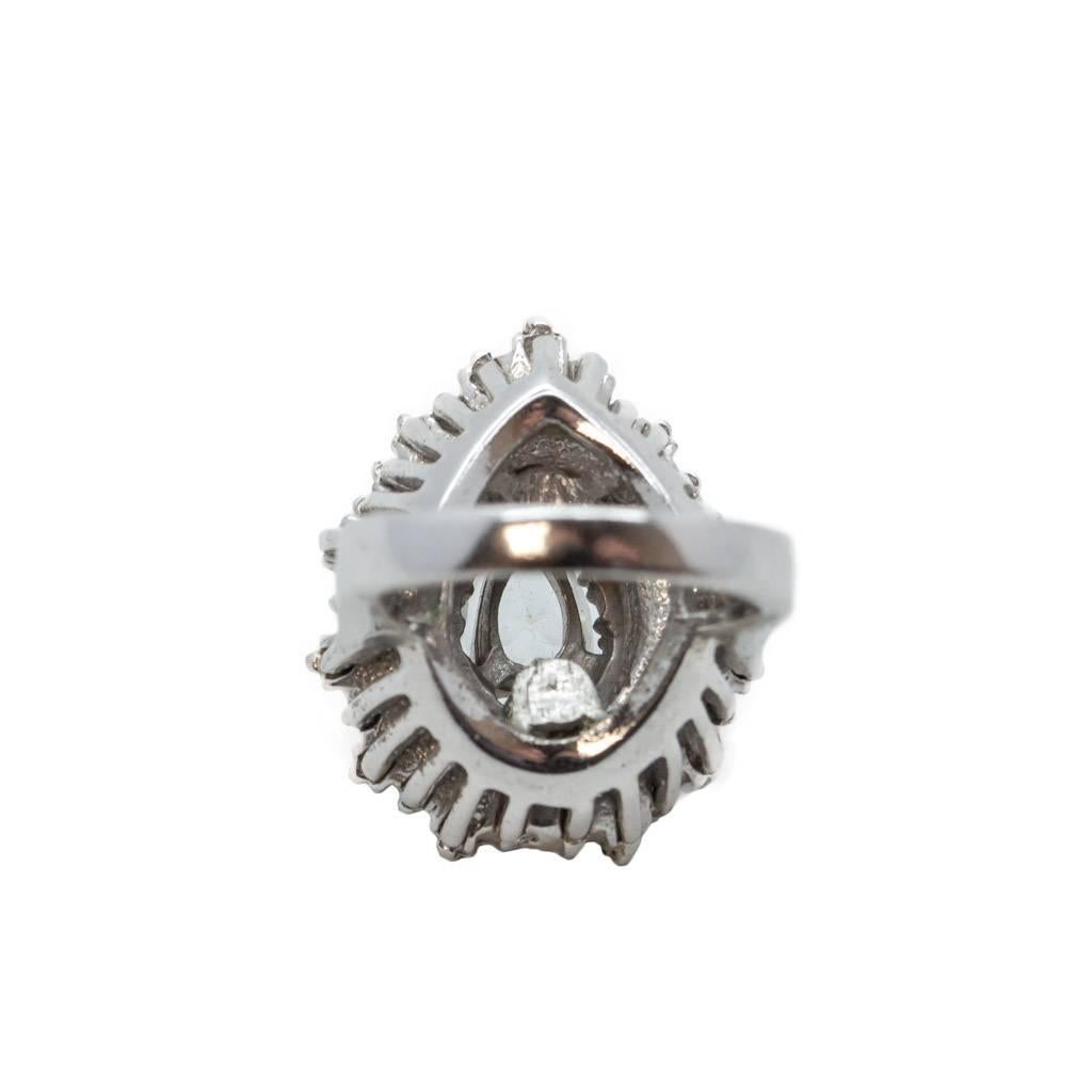 1970s Panetta Silver Colour Ballerina Clear Rhinestone Costume Cocktail Ring 2