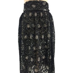 Rare 1980s Maria di Sant’Elena – Firenze, Black Lace and Sequined Gathered Skirt
