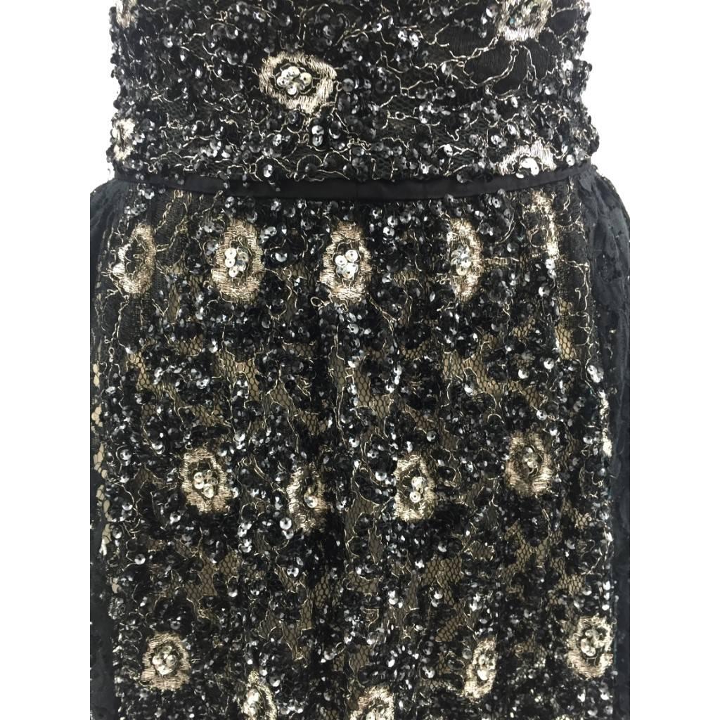 Rare 1980s Maria di Sant’Elena – Firenze, Black Lace and Sequined Gathered Skirt In Excellent Condition For Sale In London, GB