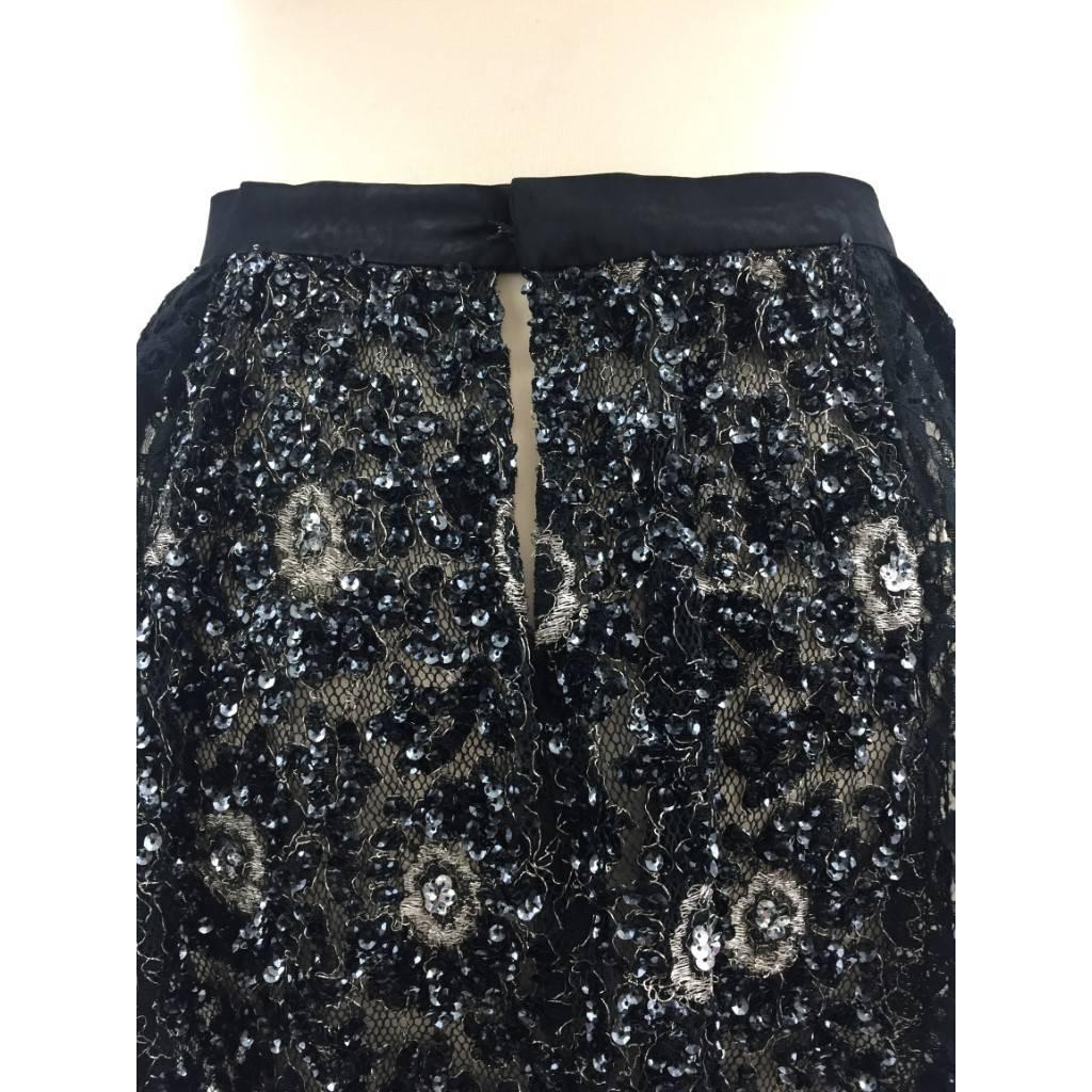 Rare 1980s Maria di Sant’Elena – Firenze, Black Lace and Sequined Gathered Skirt For Sale 4
